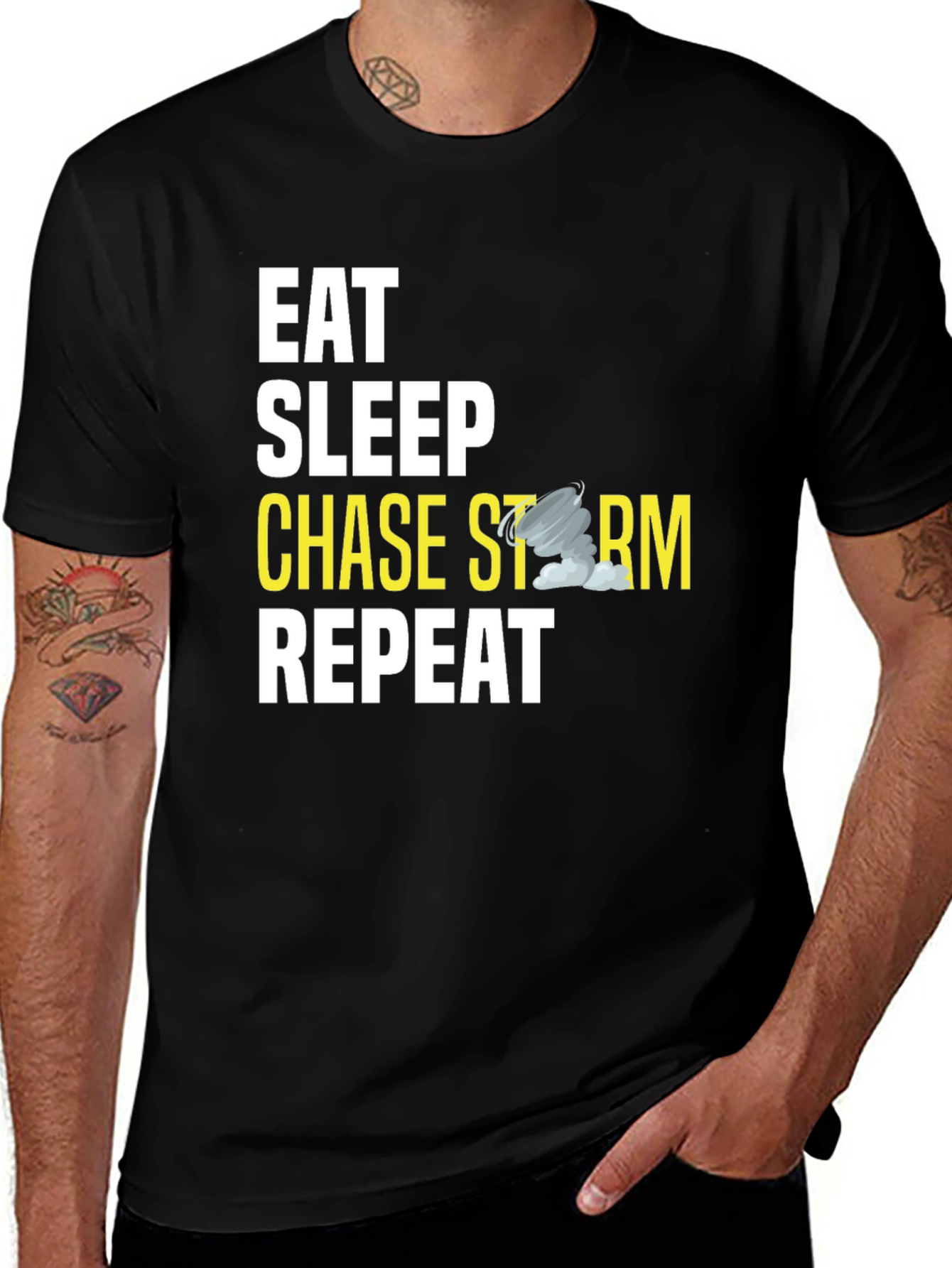 Variant 14 of Eat Sleep Chase Storm Repeat Black T-Shirt