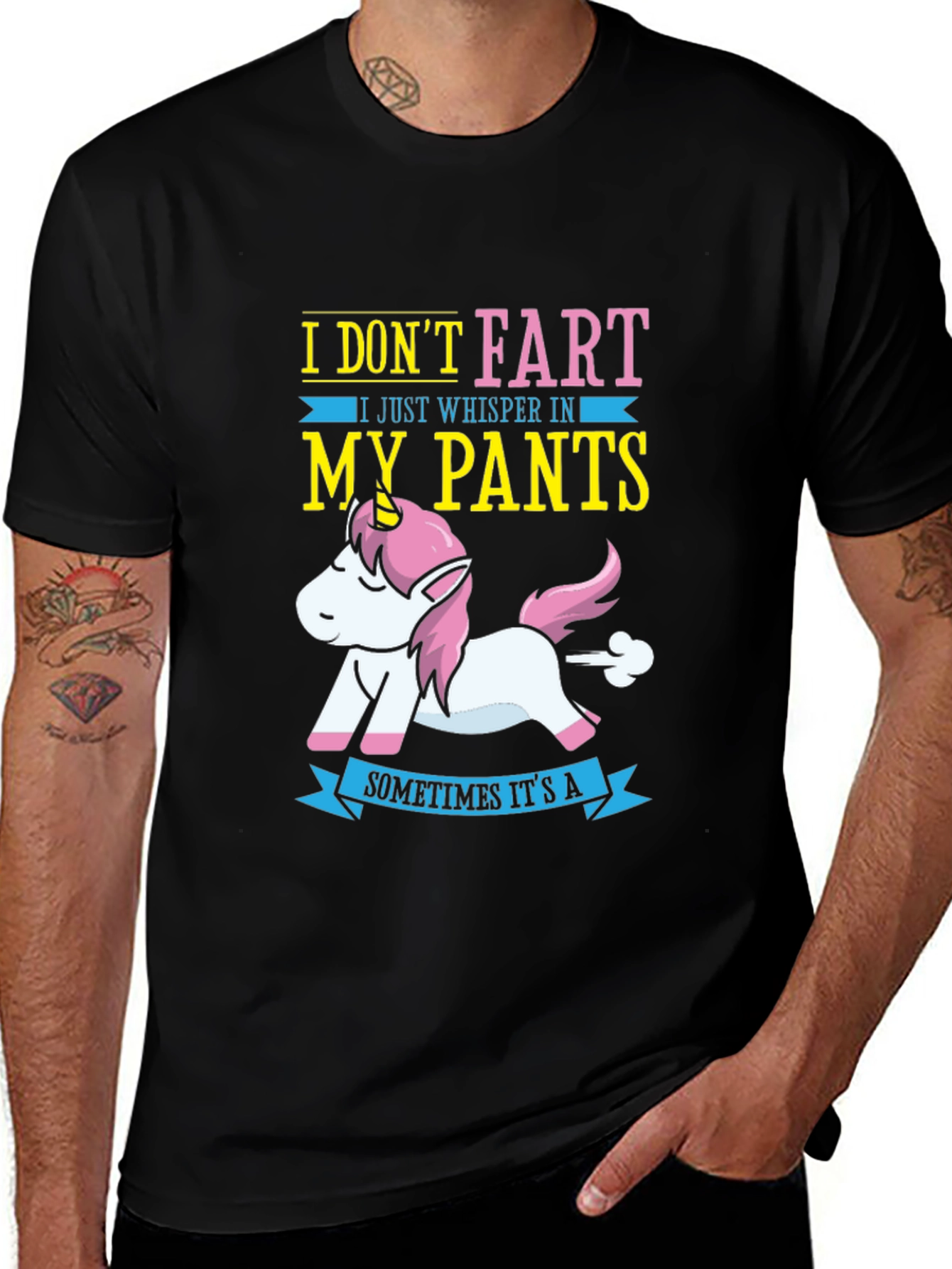Variant 26 of Funny Unicorn Fart T-Shirt - I Whisper In My Pants Tee