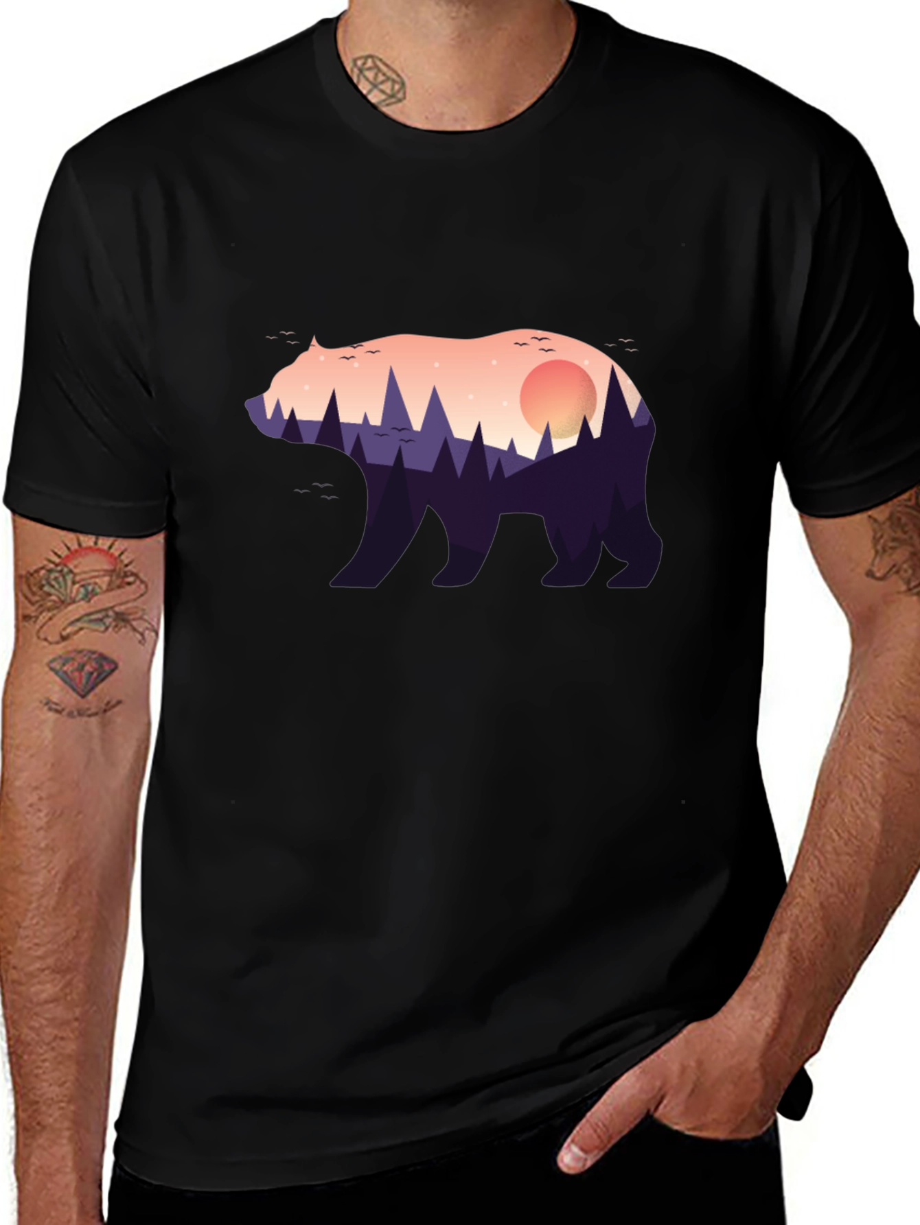 Variant 27 of Nature Bear Graphic Tee - Stylish Menswear