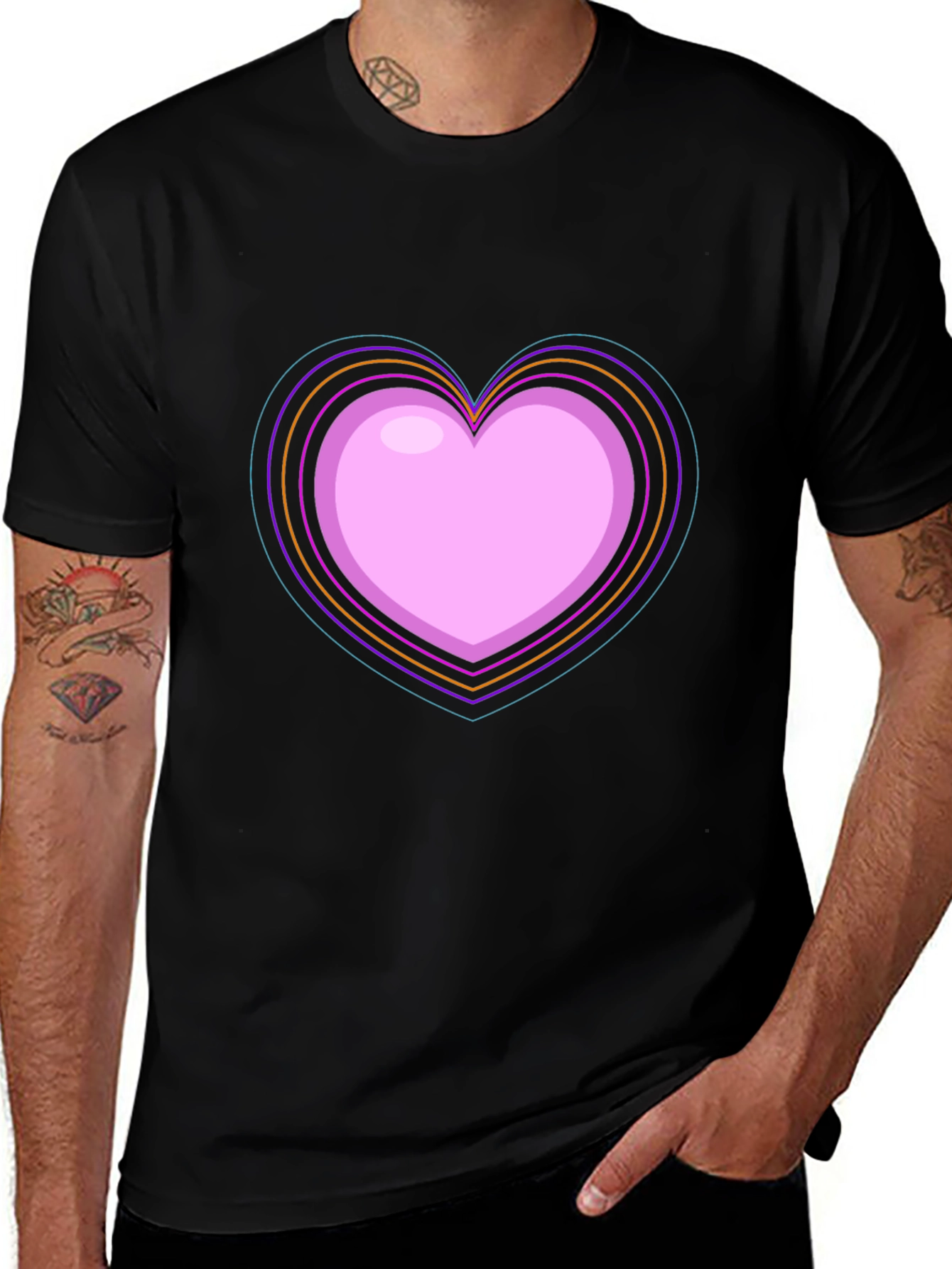 Variant 29 of Neon Heart Graphic Black T-Shirt