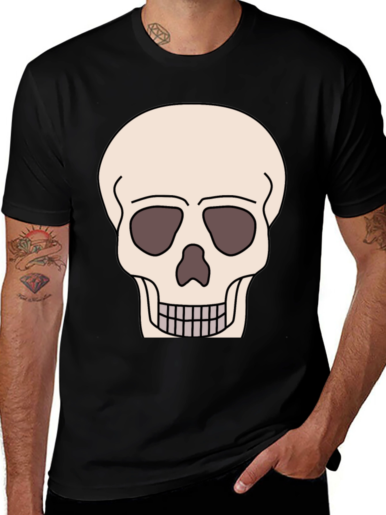 Variant 16 of Skull Graphic T-Shirt - Black Cotton Tee