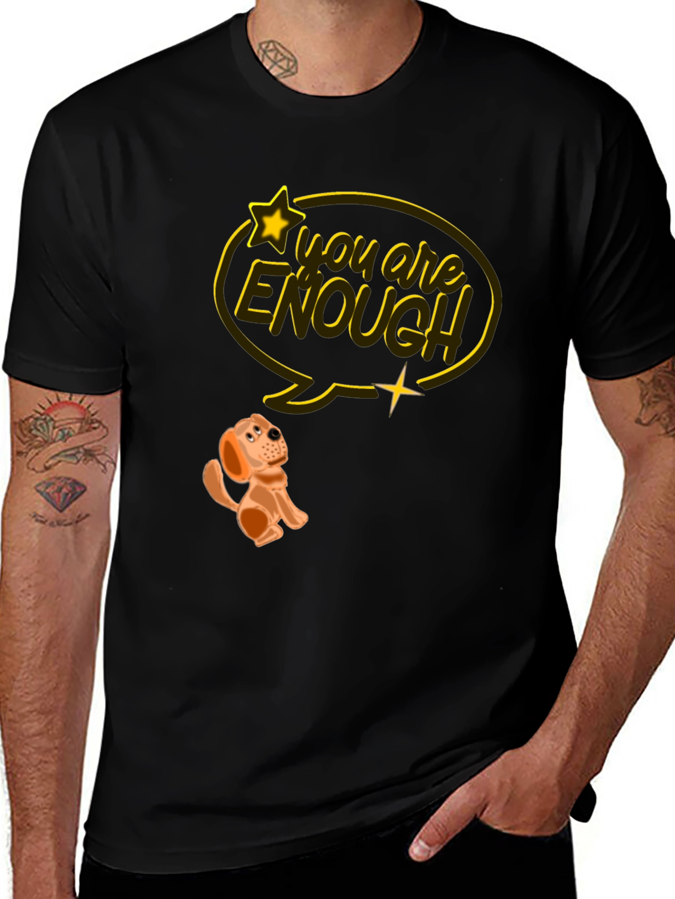 Variant 13 of Dog 'You Are Enough' Black Graphic Tee