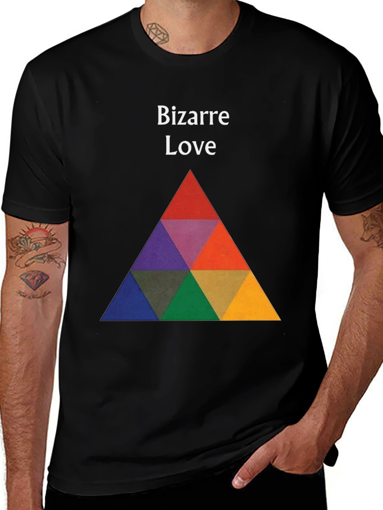 Black Bizarre Love Graphic Tee - Bold Triangle Design main image