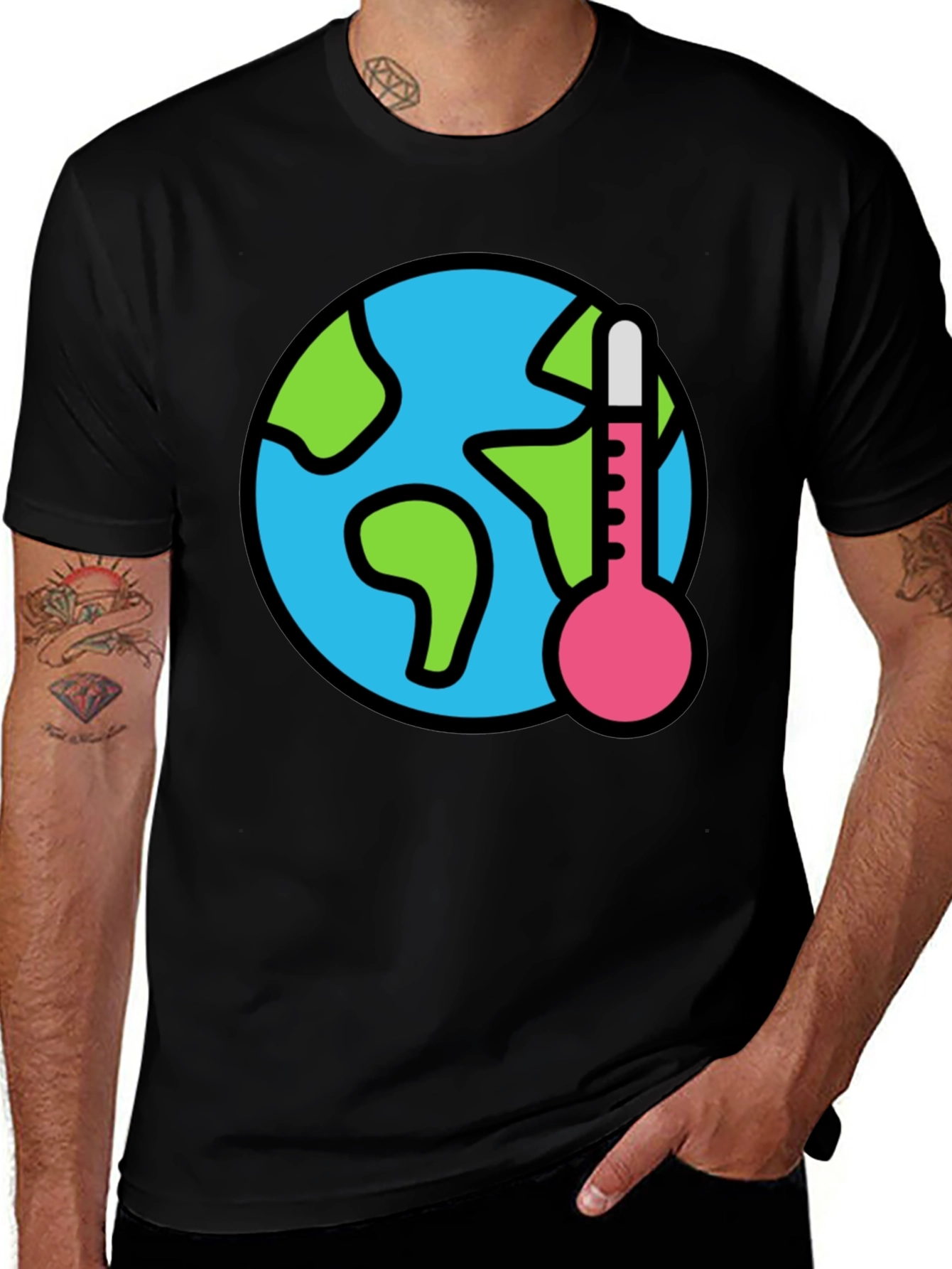 Global Warming Awareness Graphic Tee - Black Cotton