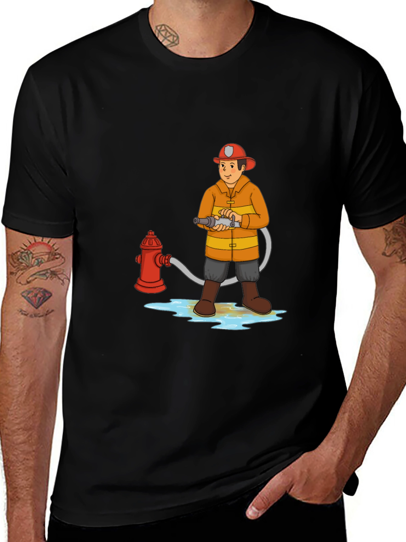 Cartoon Firefighter T-Shirt