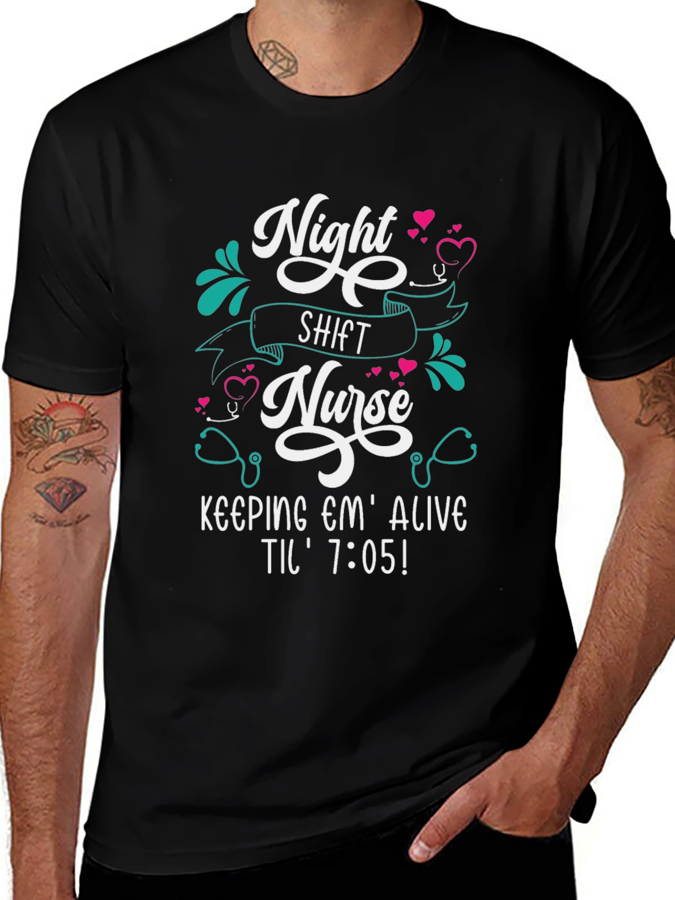 Black Night Shift Nurse Graphic Tee main image