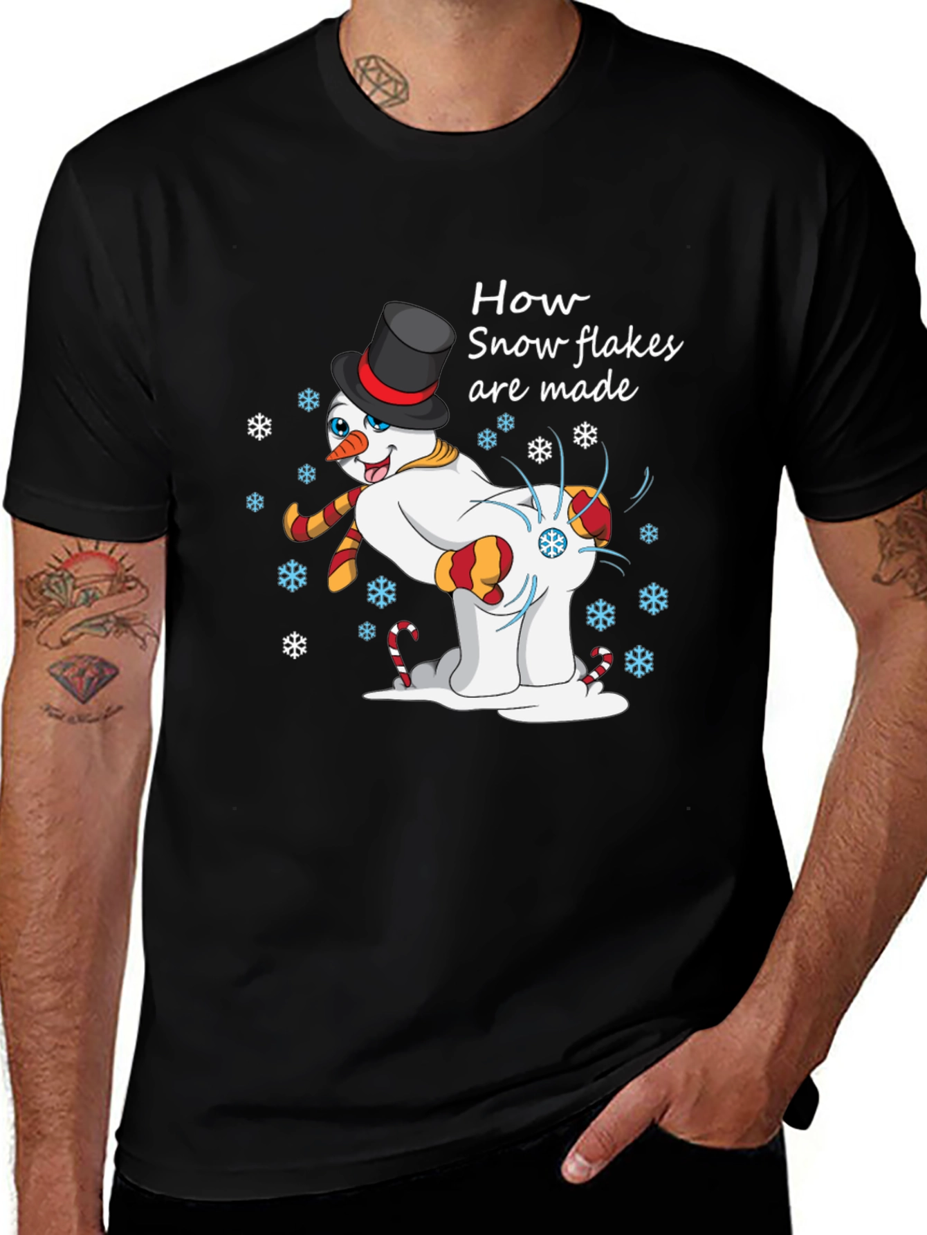 Variant 19 of Humorous "How Snowflakes Are Made" Graphic T-Shirt