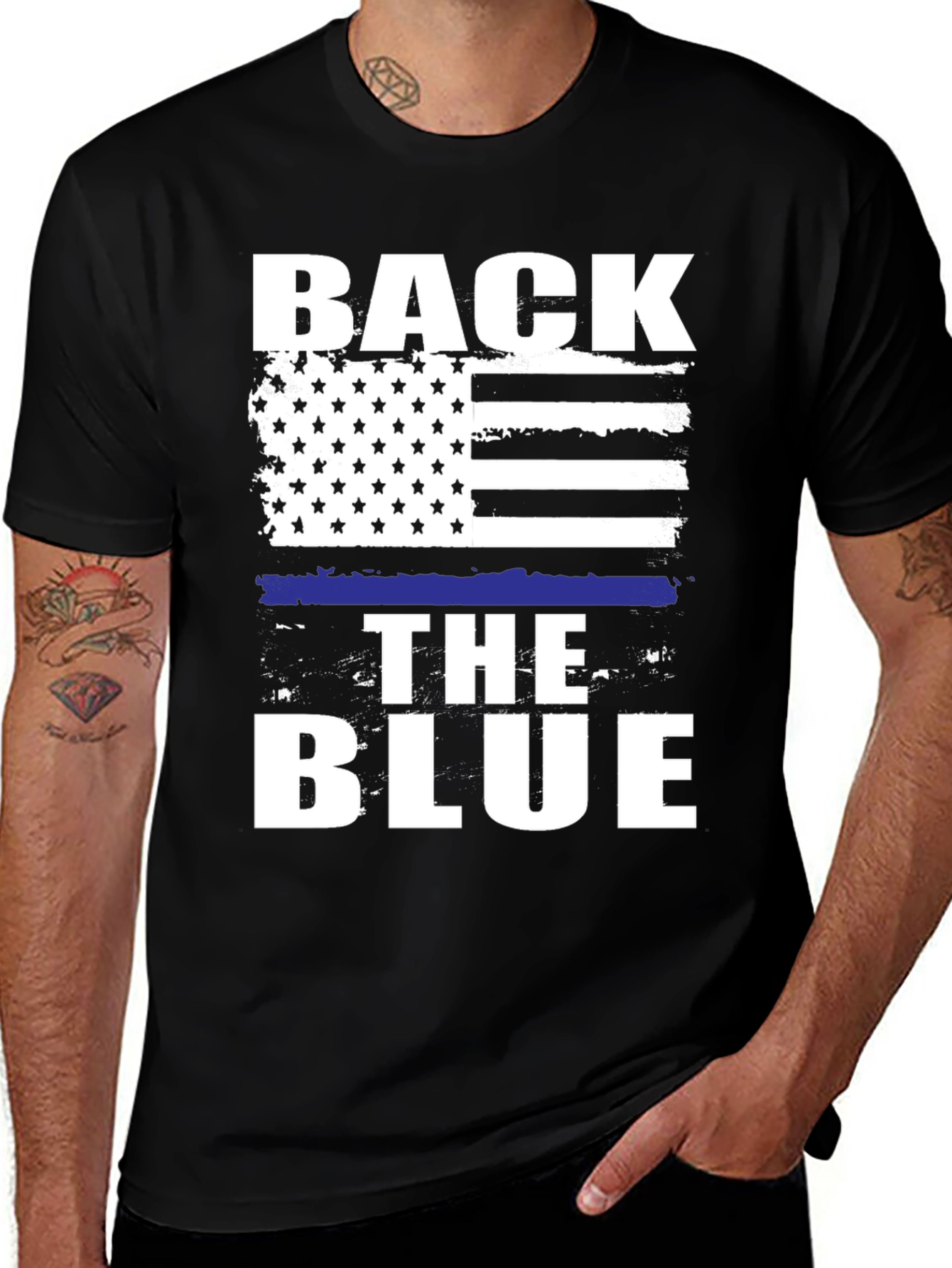 Back The Blue Graphic T-Shirt - Patriotic Support