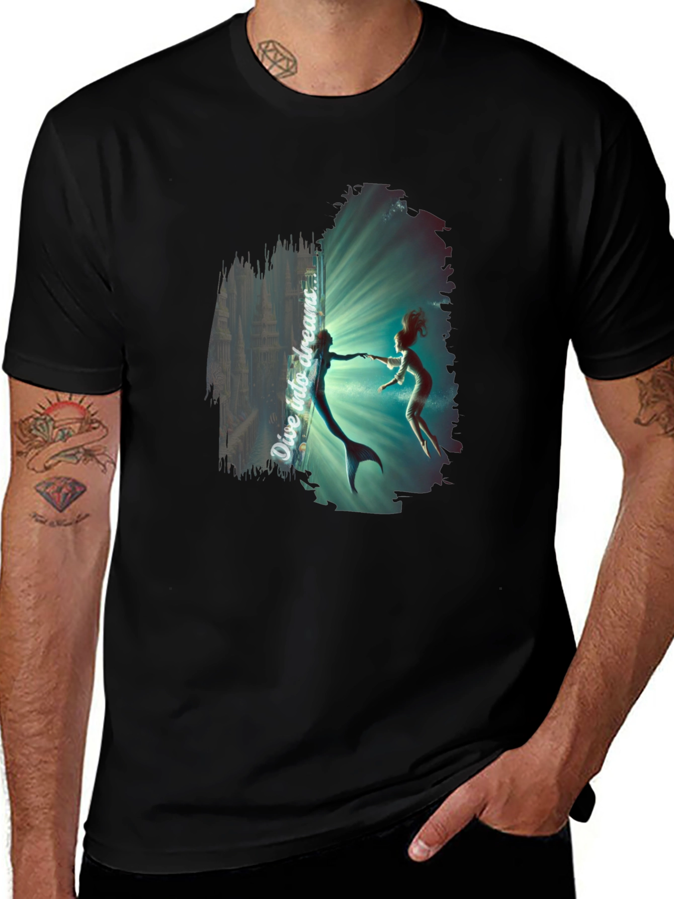 Variant 2 of Dive Into Dreams Black T-Shirt