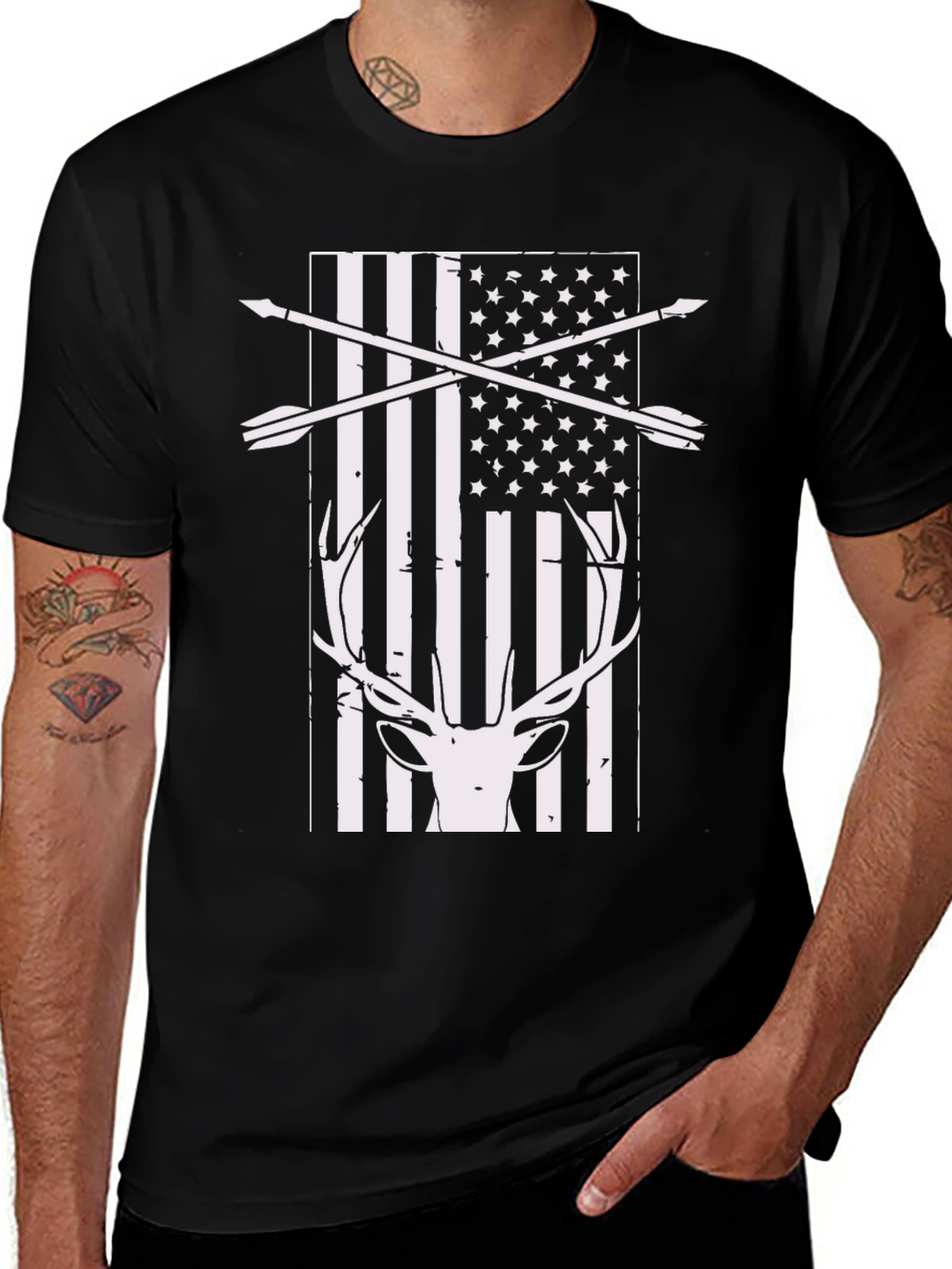 Variant 19 of Hunting USA Flag Deer Antler T-Shirt