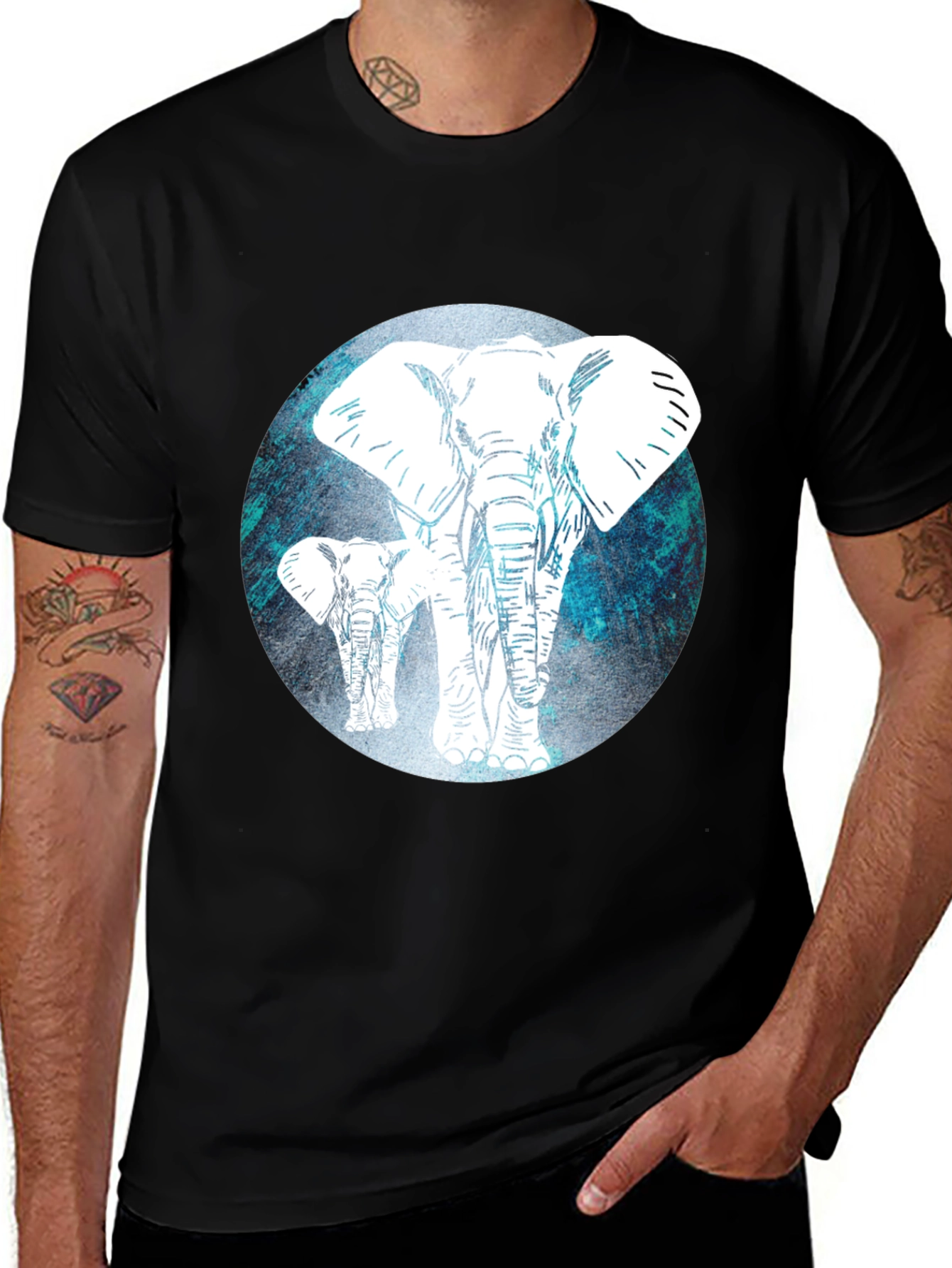 Black Elephant Graphic Tee - Men's Black T-Shirt main image