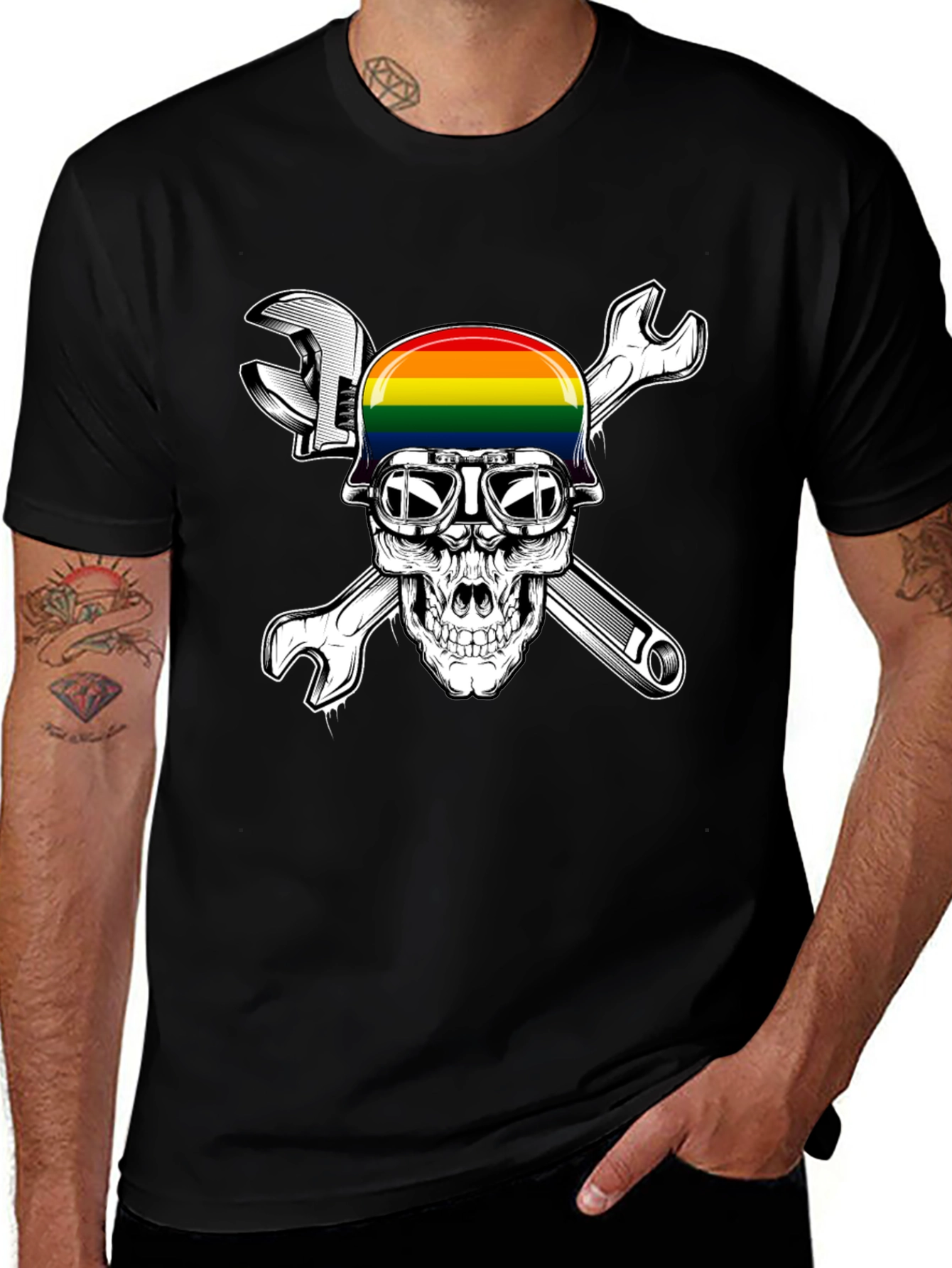 Variant 13 of Rainbow Skull Mechanic T-Shirt