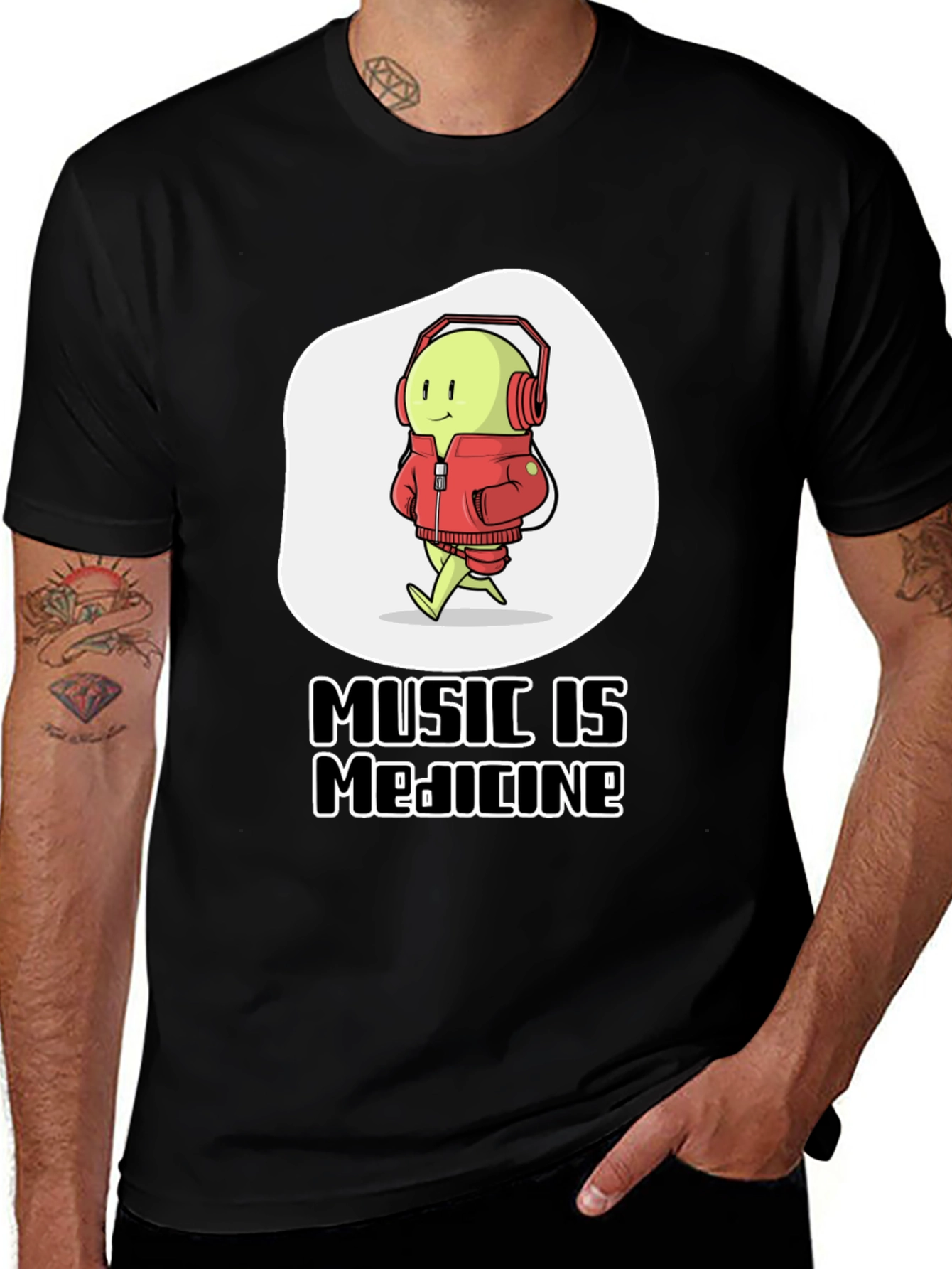 Variant 8 of Music is Medicine T-Shirt: Cute Character Tee