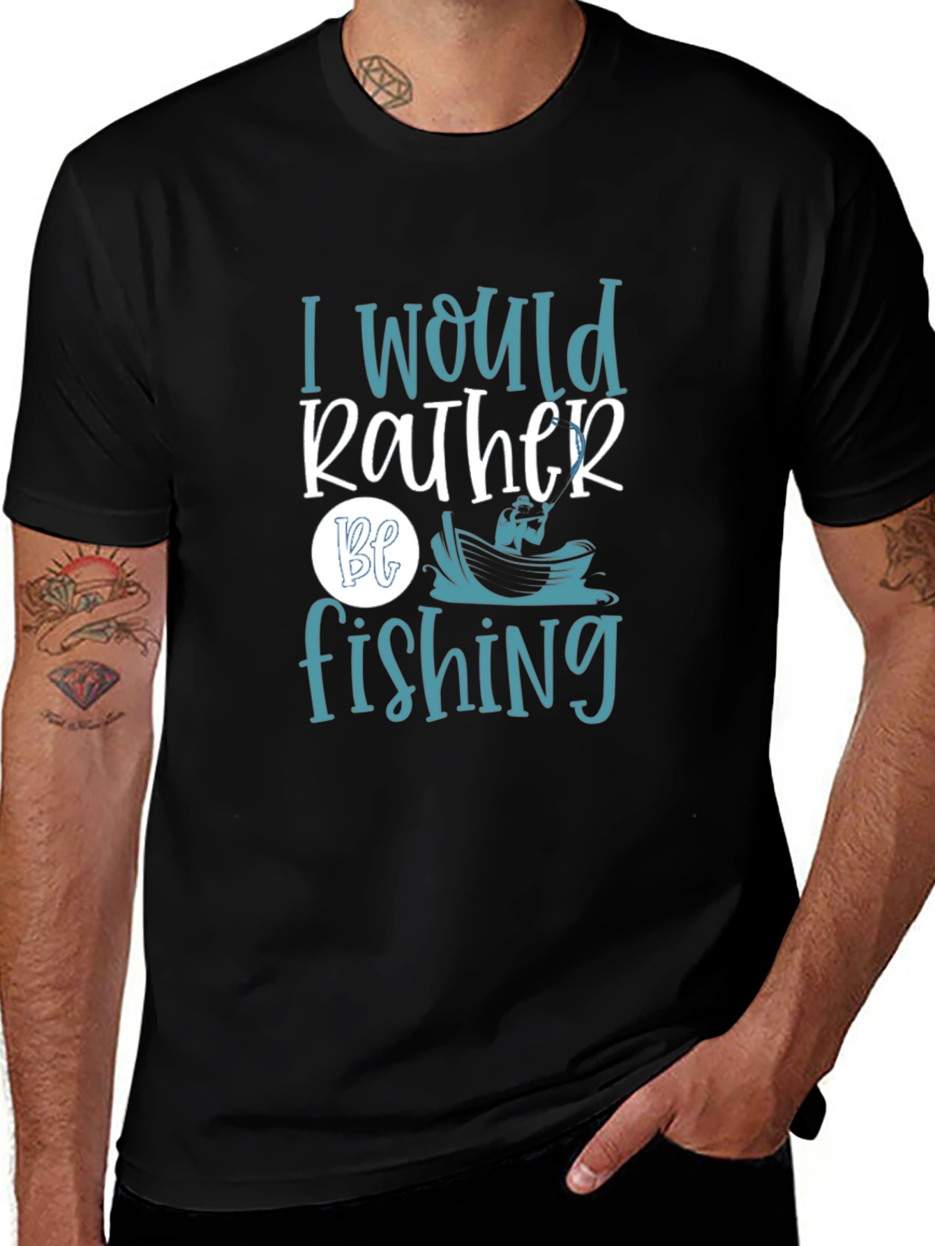 Variant 23 of I Would Rather Be Fishing Graphic Tee