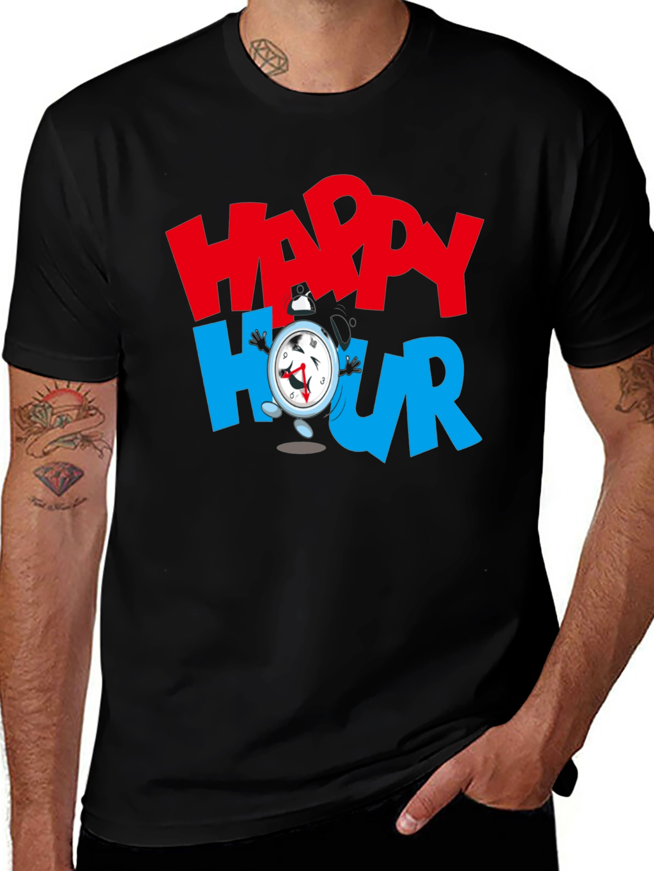 Variant 30 of Happy Hour Graphic Black T-Shirt