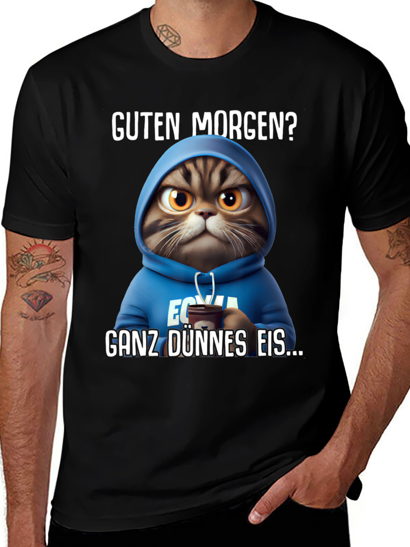 Grumpy Cat Hoodie T-Shirt - Guten Morgen?