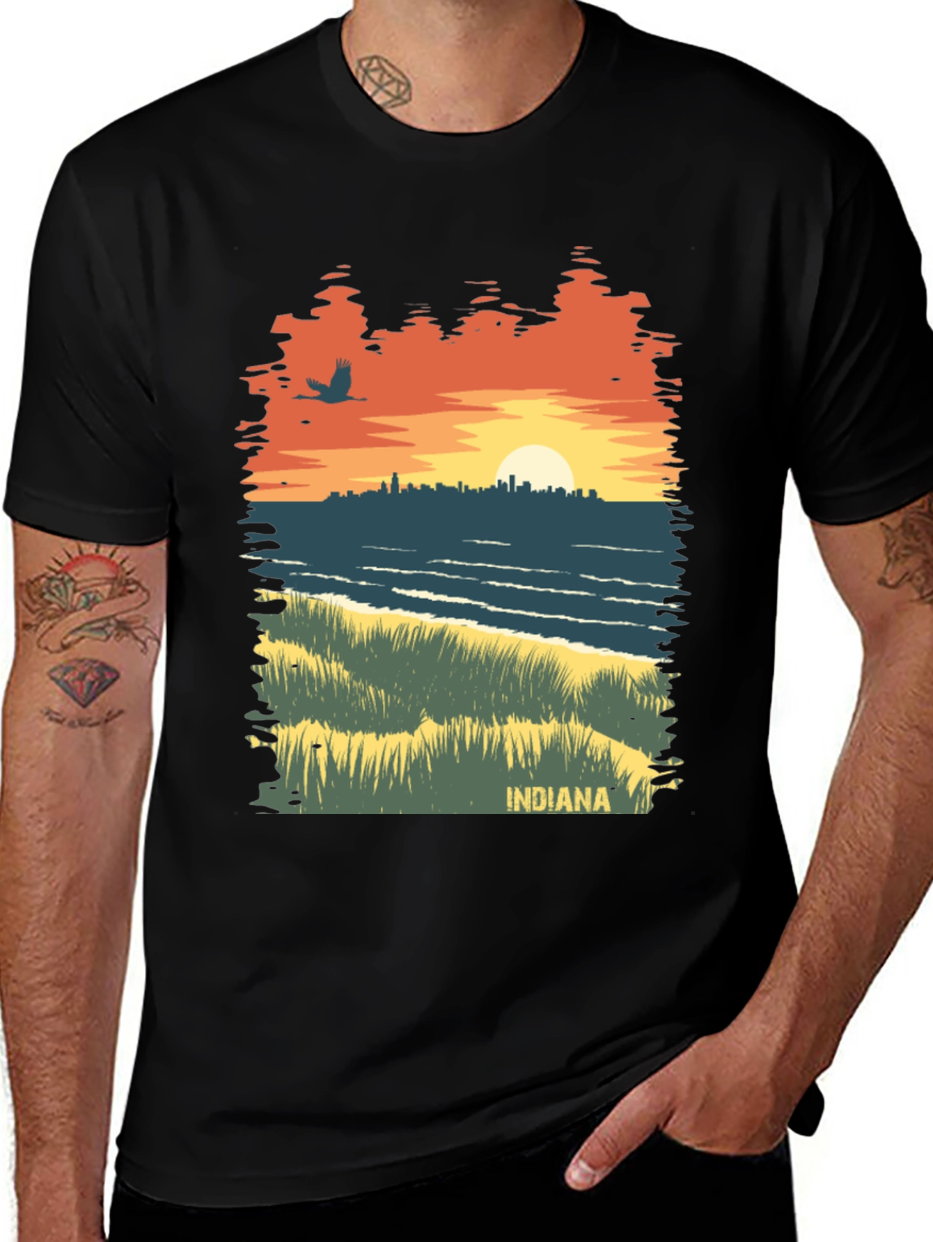 Indiana Sunset Graphic Tee - Unique State Pride Shirt