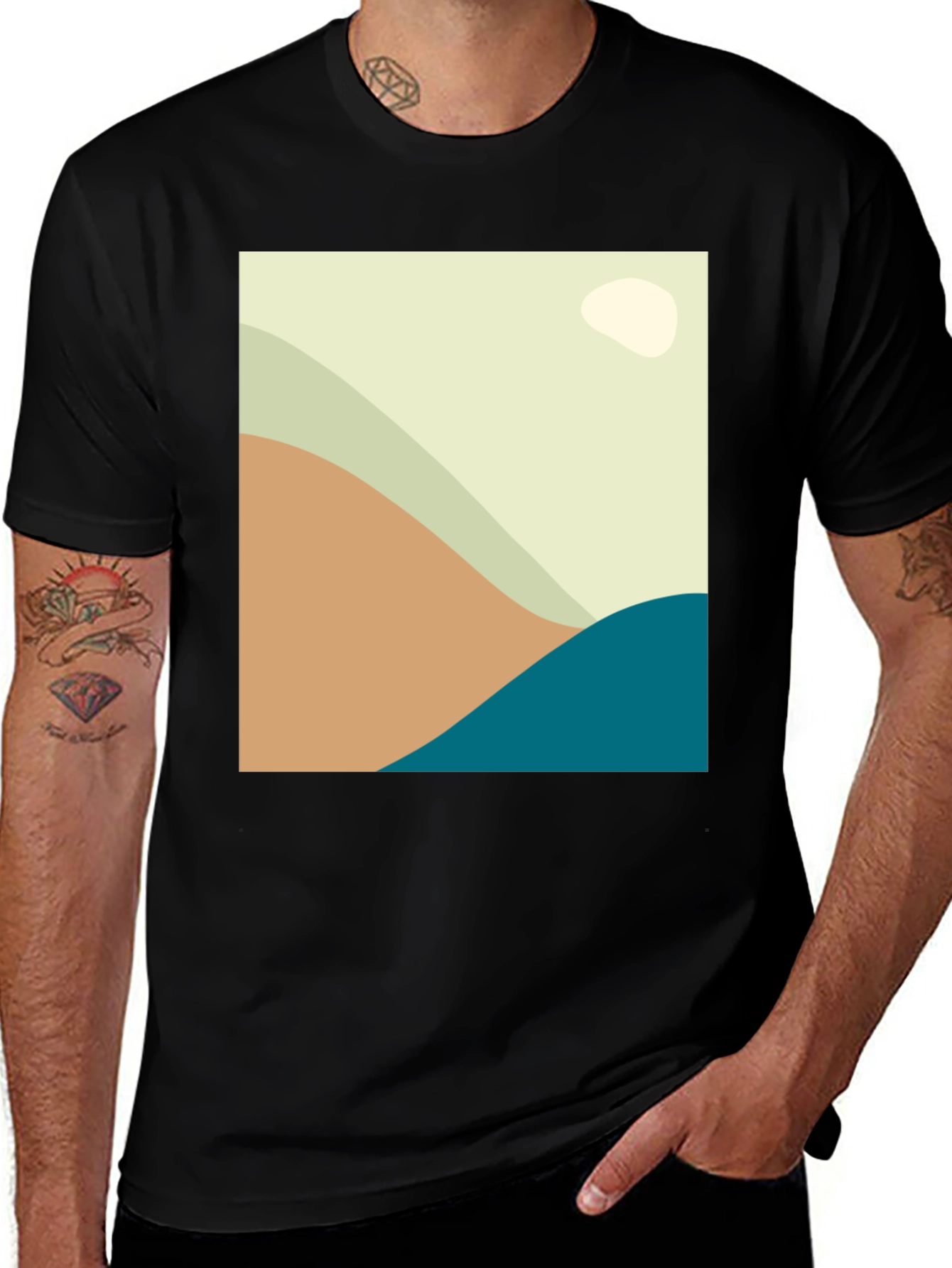 Variant 21 of Abstract Graphic Print Black T-Shirt
