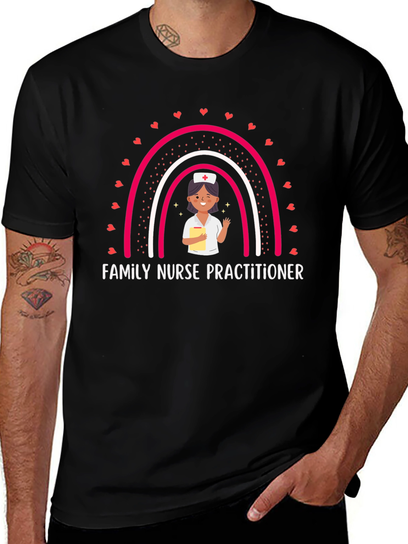 Variant 27 of Family Nurse Practitioner Rainbow Heart T-Shirt