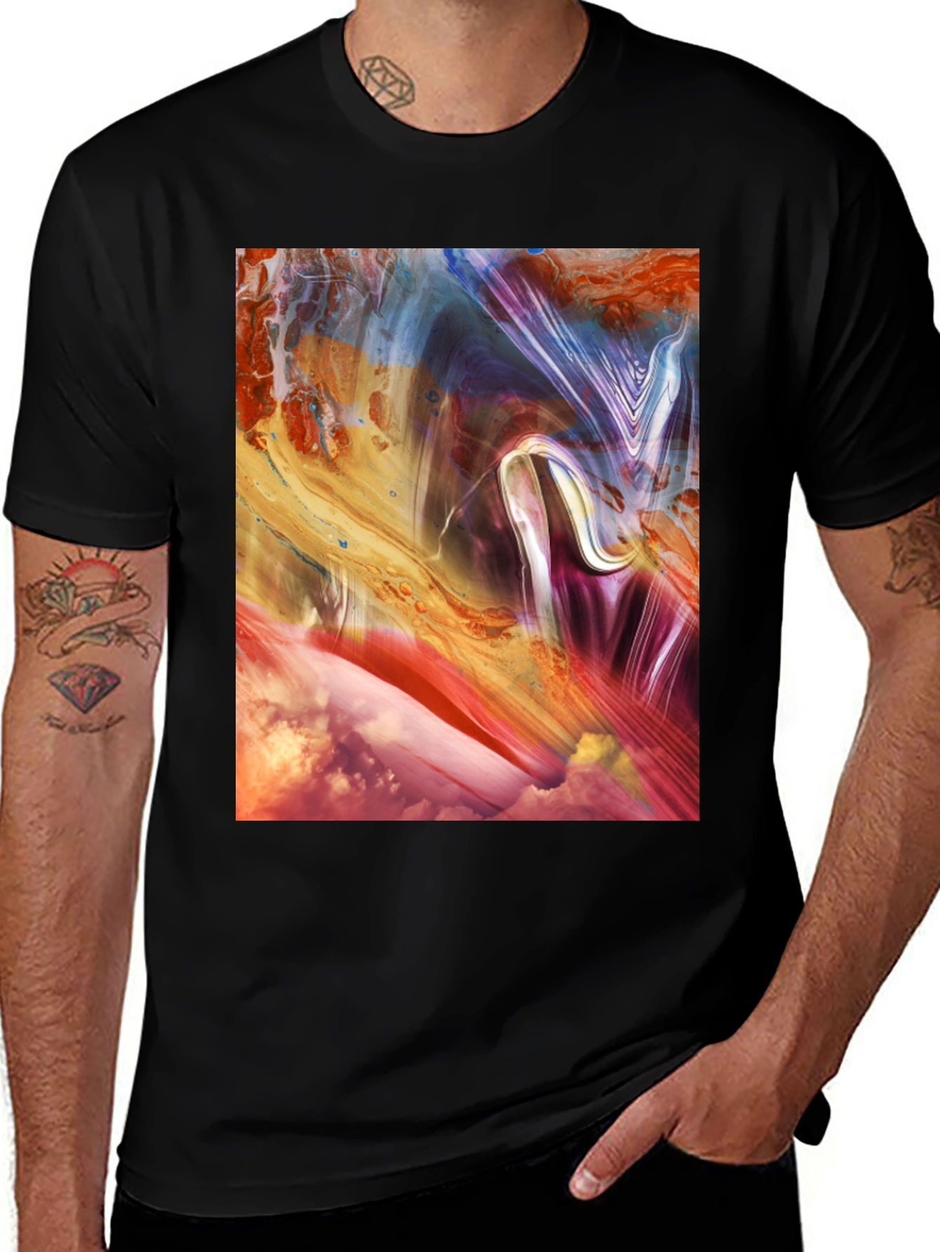 Variant 23 of Abstract Art Black T-Shirt - Modern Style