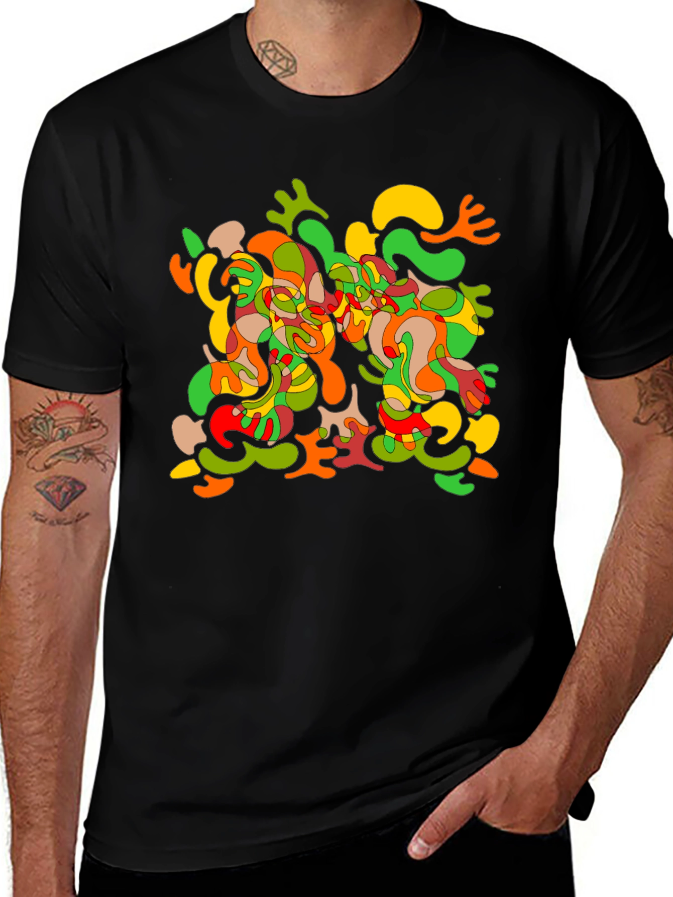 Abstract Art Print Black T-Shirt