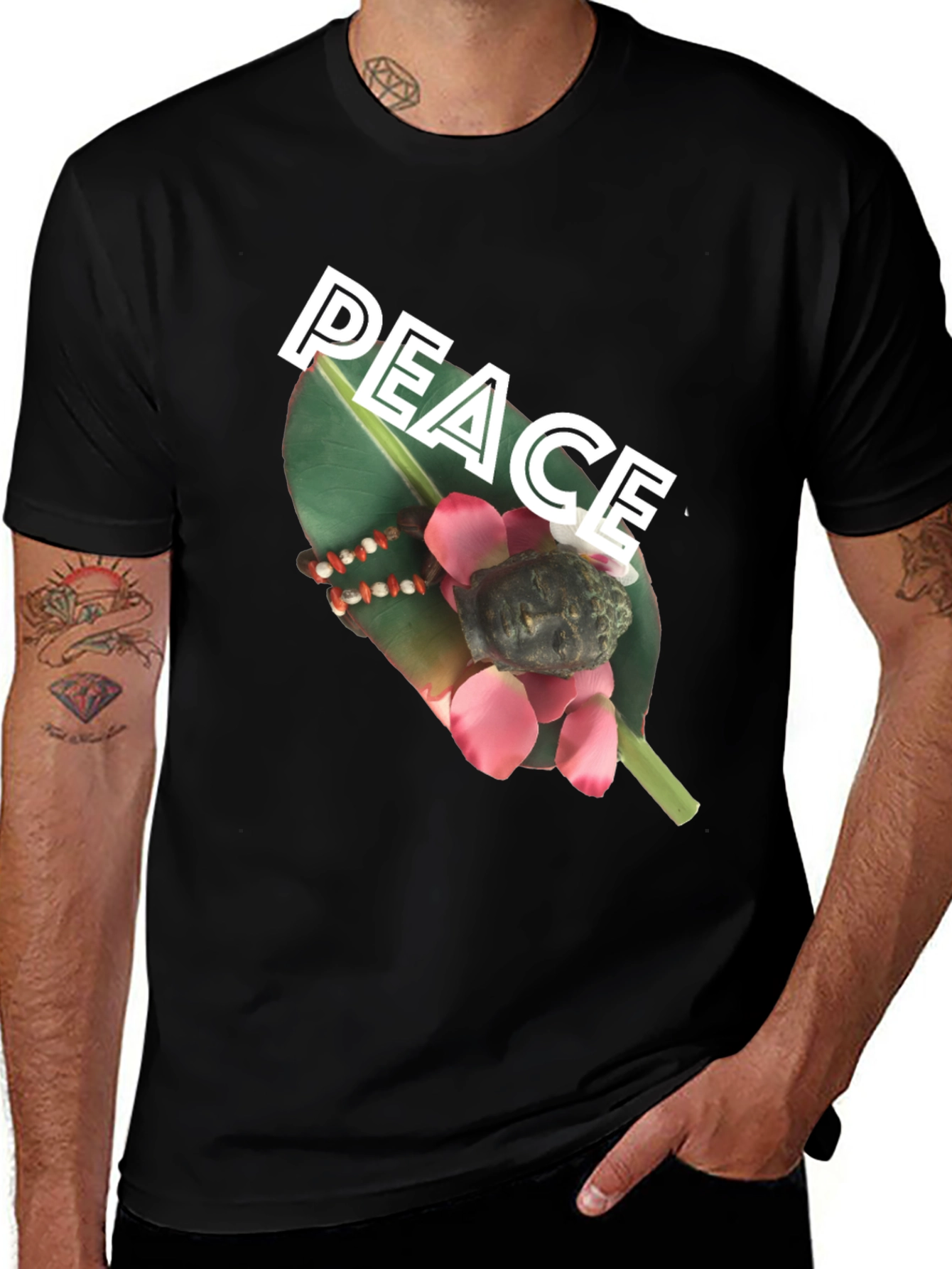 Variant 24 of Peace Graphic Tee - Men's Black T-Shirt