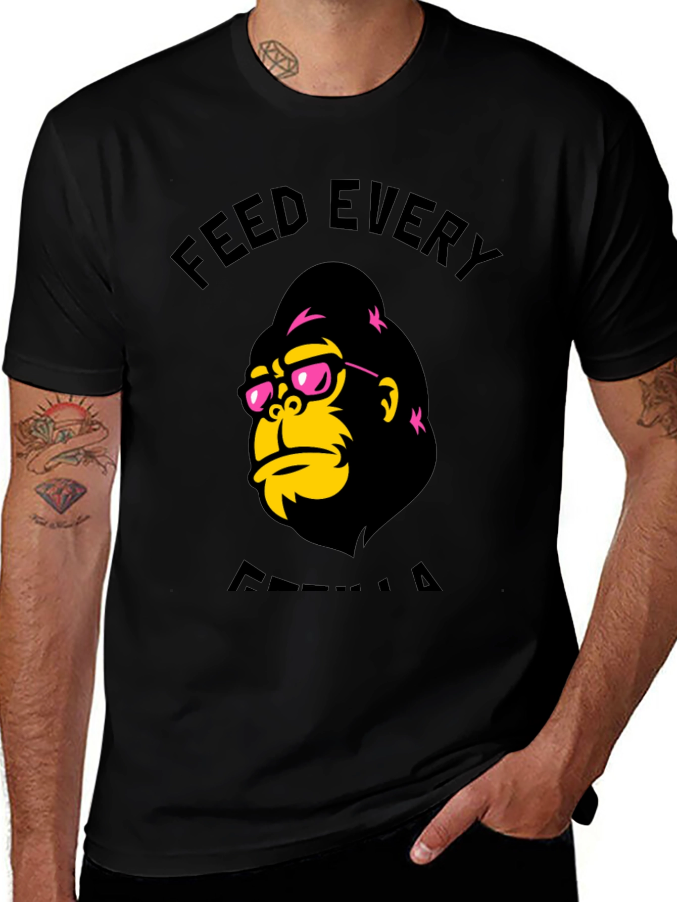 Variant 8 of Feed Every Gorilla Graphic Tee - Black