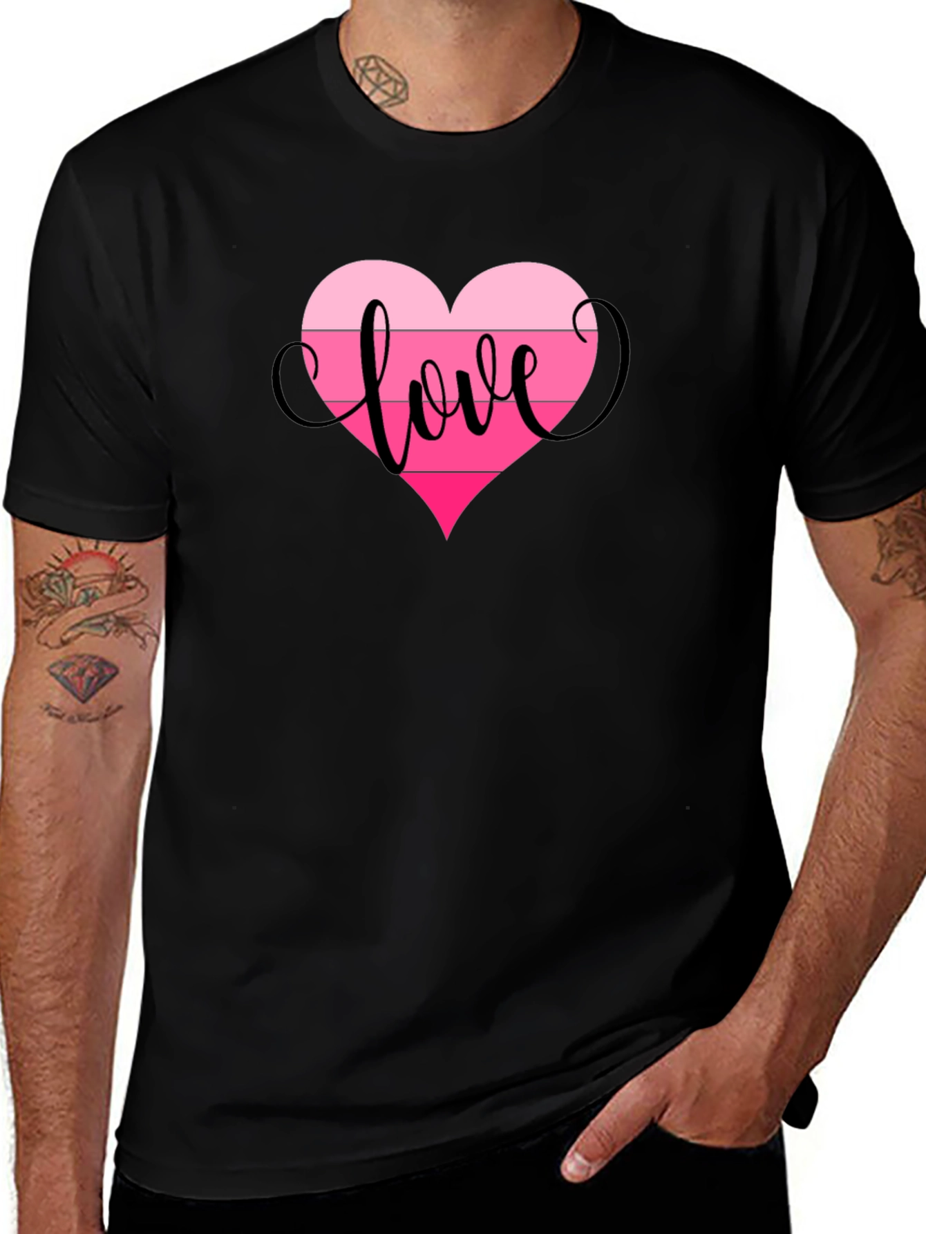 Variant 26 of Love Heart Graphic Tee - Black