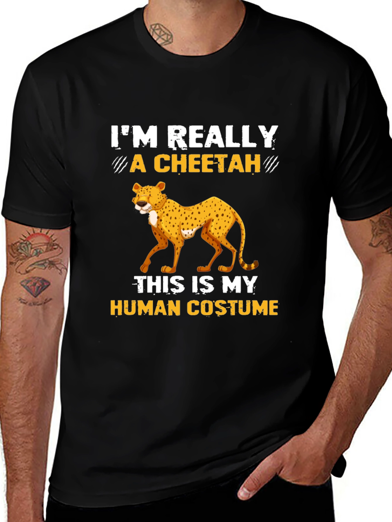 Variant 4 of Cheetah Human Costume Graphic T-Shirt