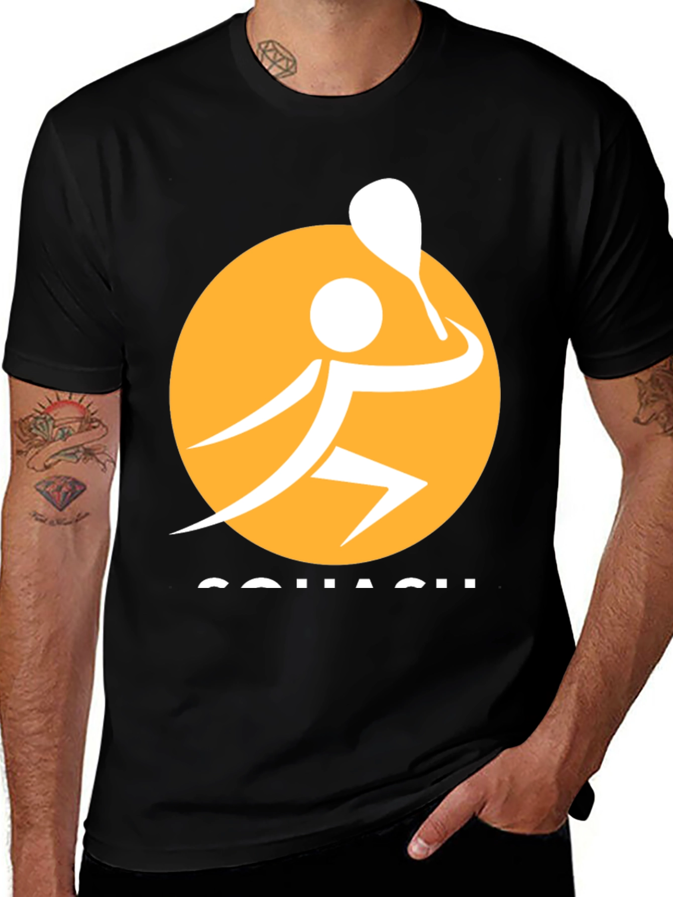 Variant 5 of Squash Player Graphic Tee - Sporty Black T-Shirt