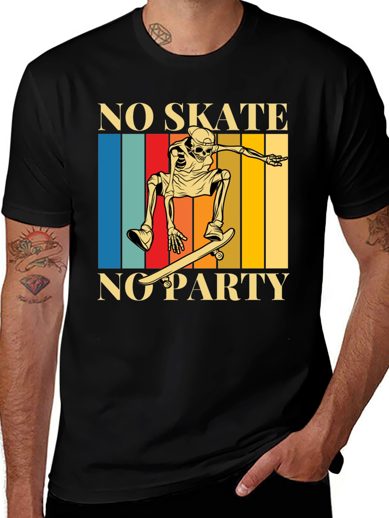 Variant 14 of No Skate No Party Skeleton Graphic Tee
