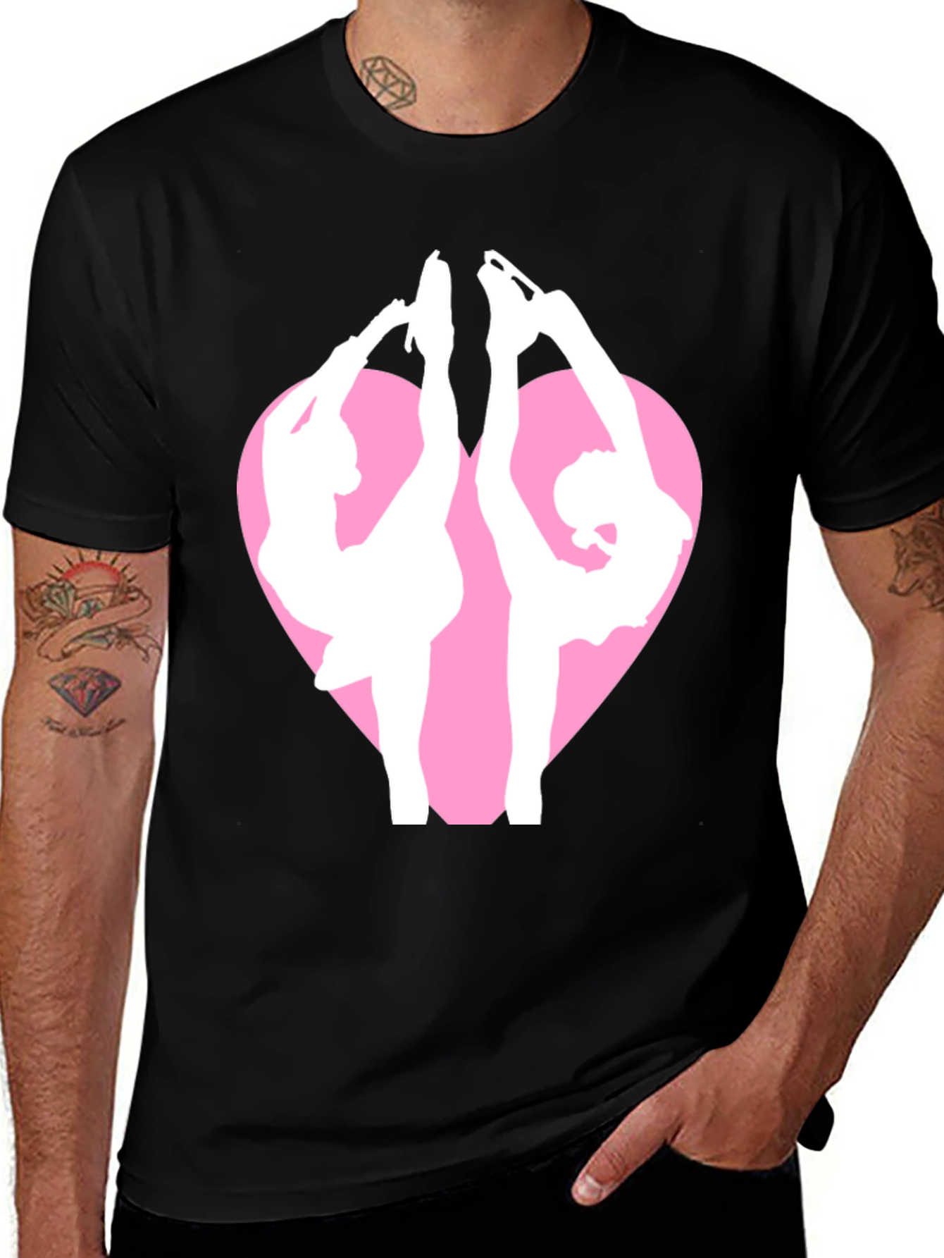 Variant 23 of Figure Skater Heart Black T-Shirt