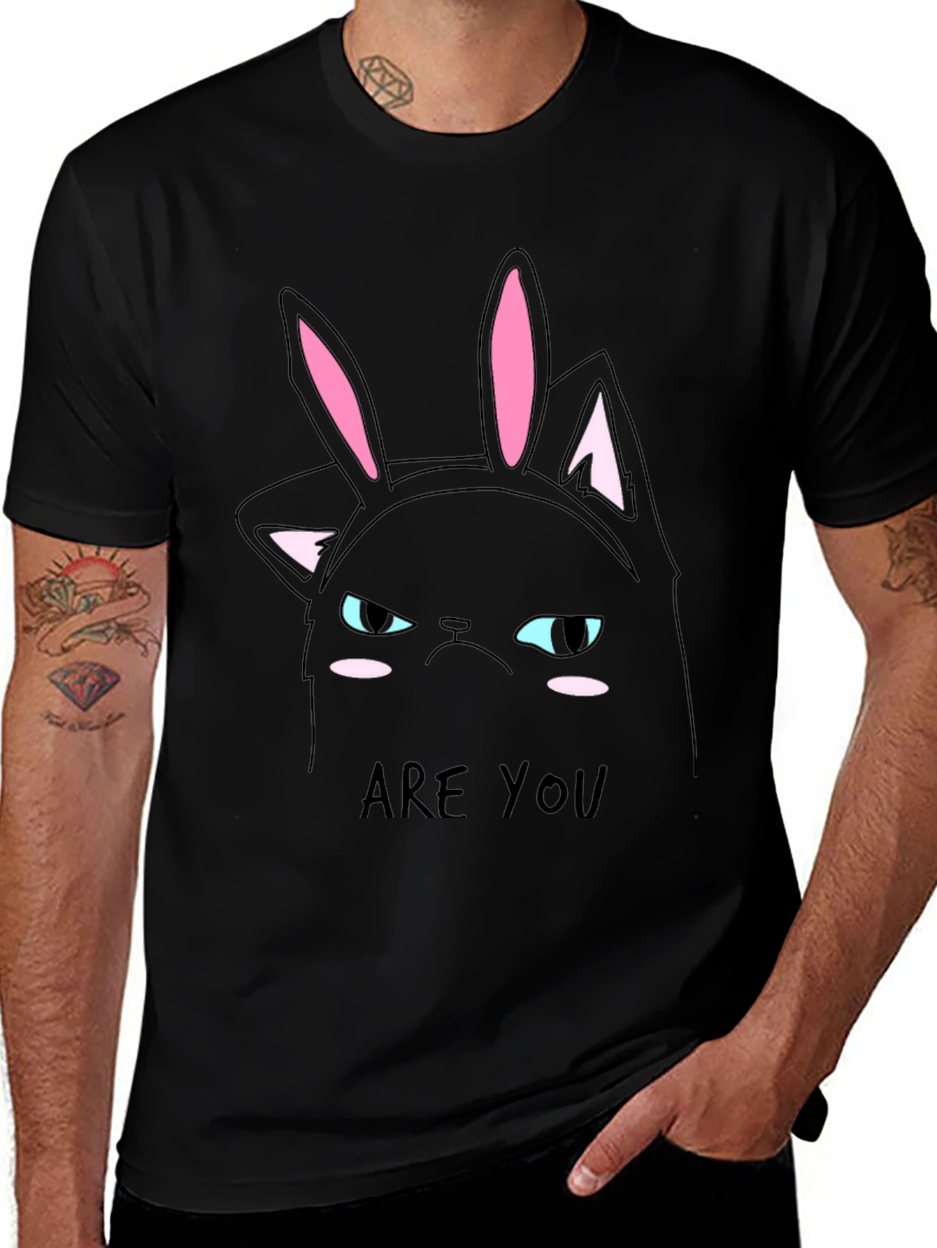 Variant 26 of Grumpy Cat Bunny Ears T-Shirt - Men's Black Tee