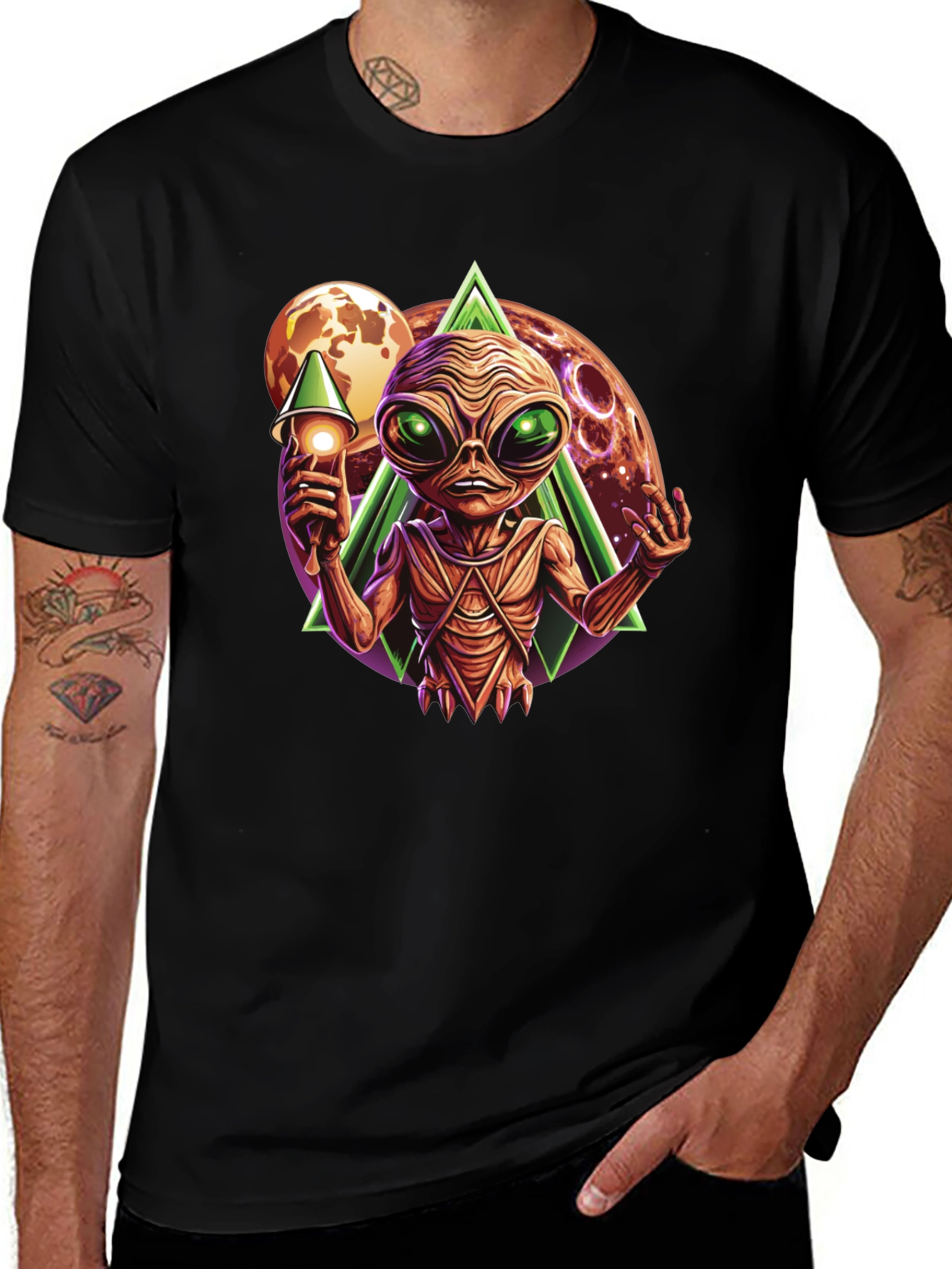 Variant 30 of Alien Invasion Graphic Tee - Black Cotton T-Shirt