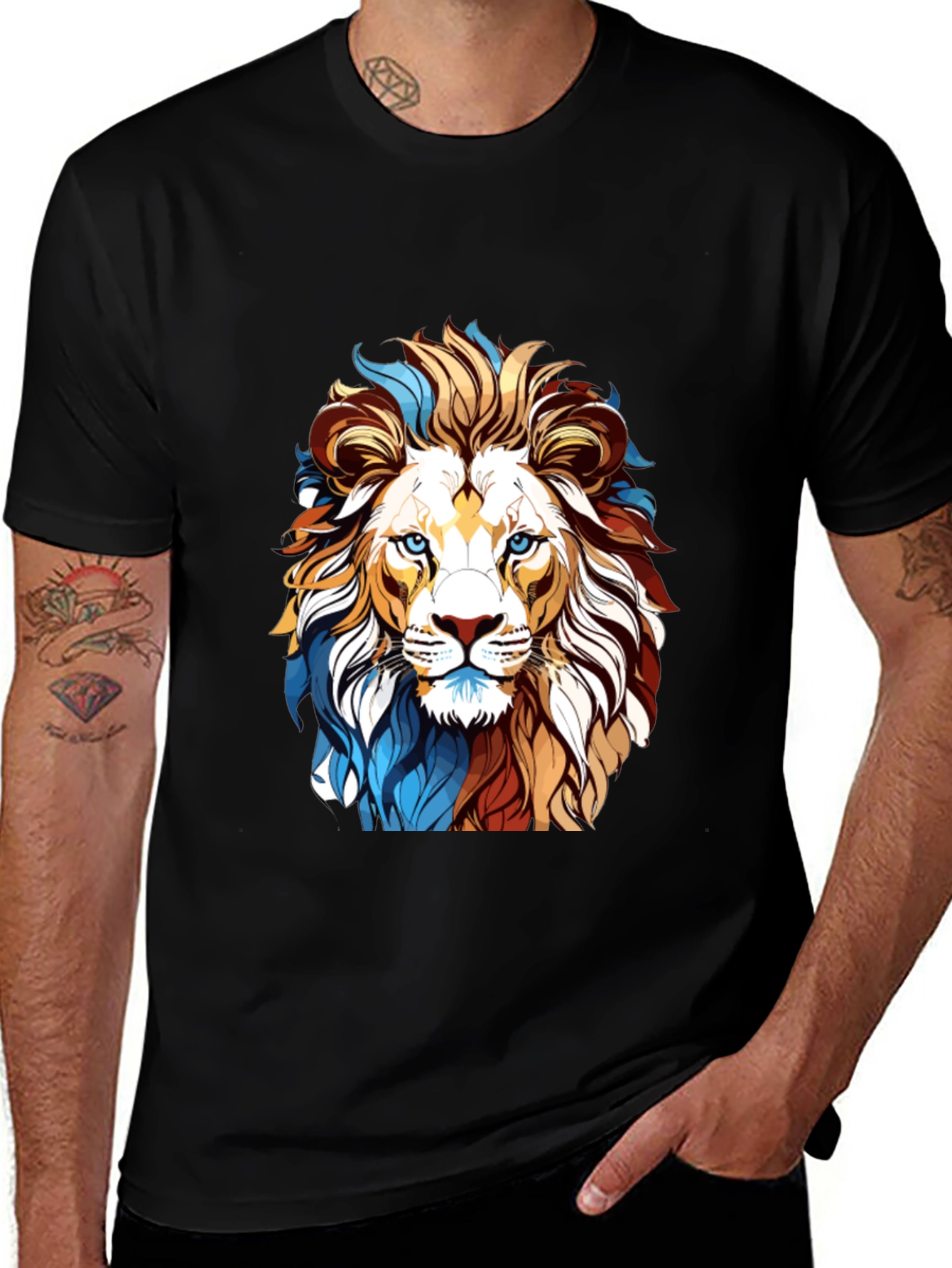 Black Lion Graphic Print Black T-Shirt main image