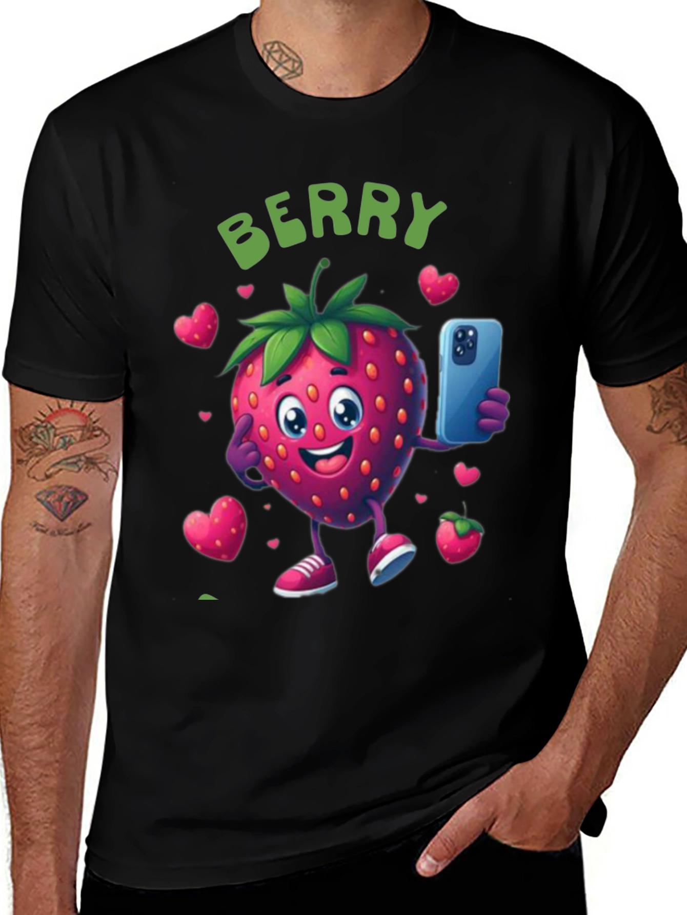 Variant 14 of Berry Cute Graphic Tee - Strawberry Design