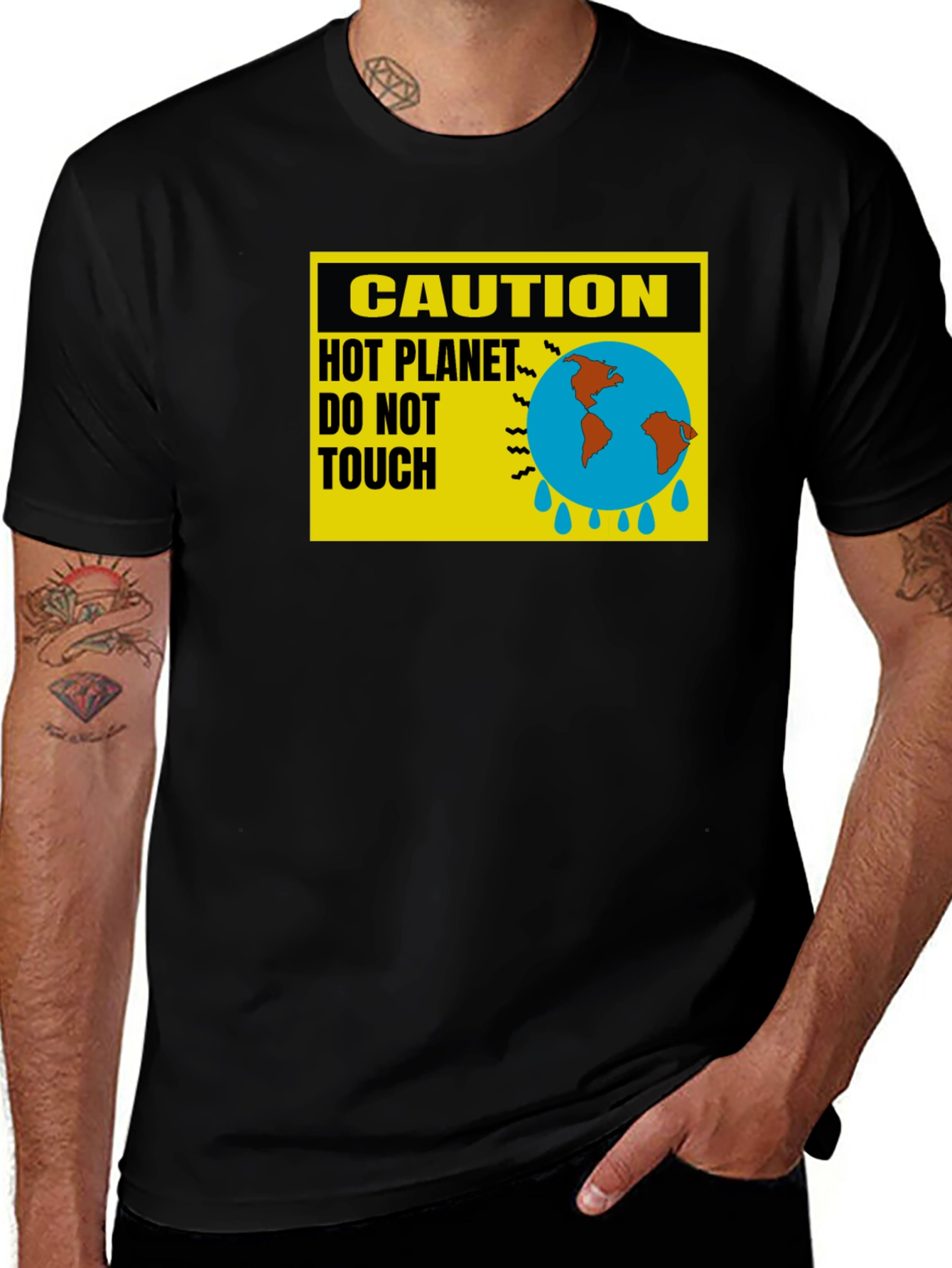 Caution Hot Planet T-Shirt - Global Warming Awareness Tee