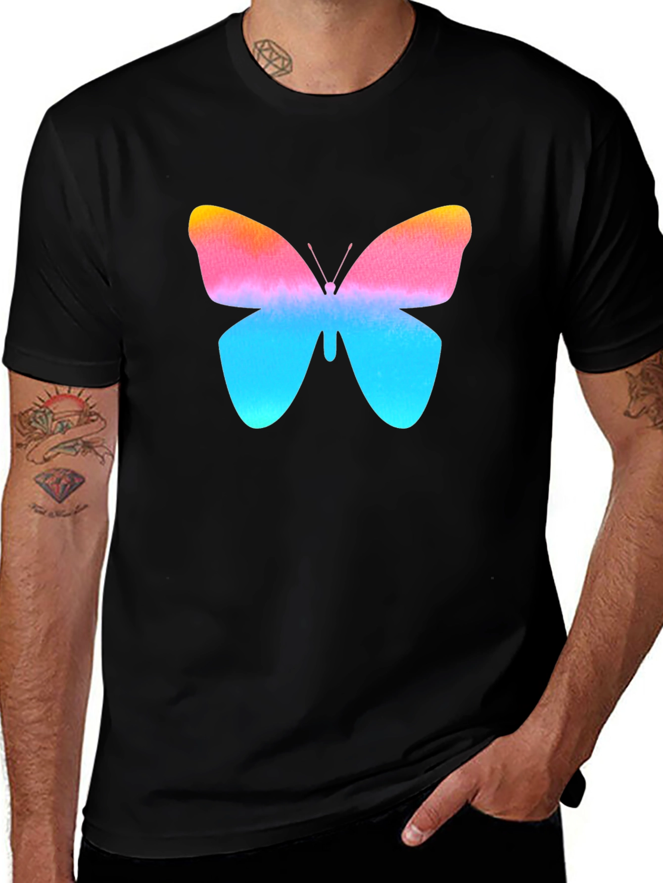 Variant 7 of Butterfly Graphic Print Black T-Shirt