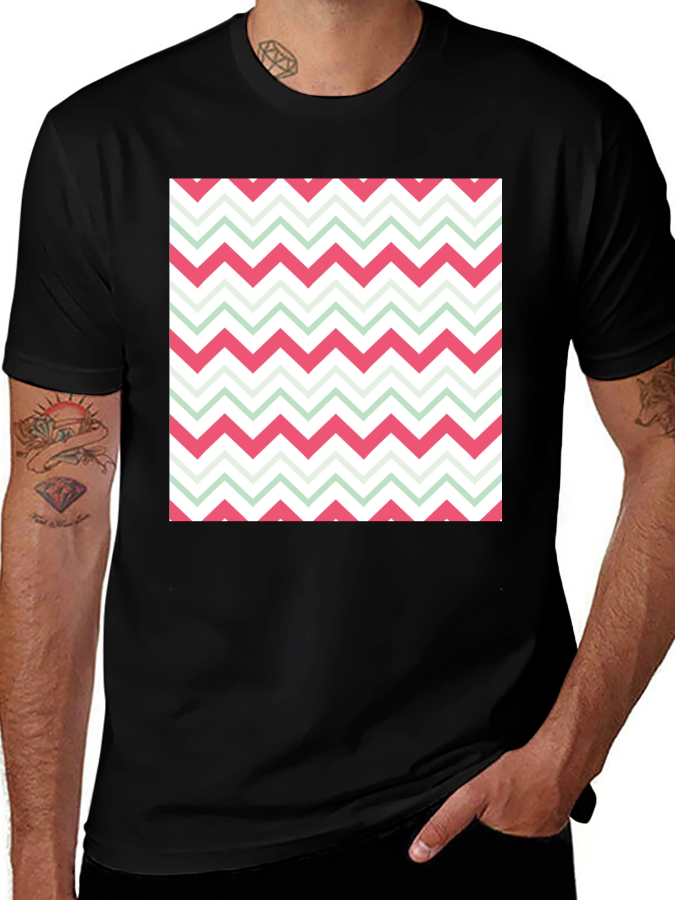 Variant 12 of Modern Black T-Shirt with Geometric Pattern