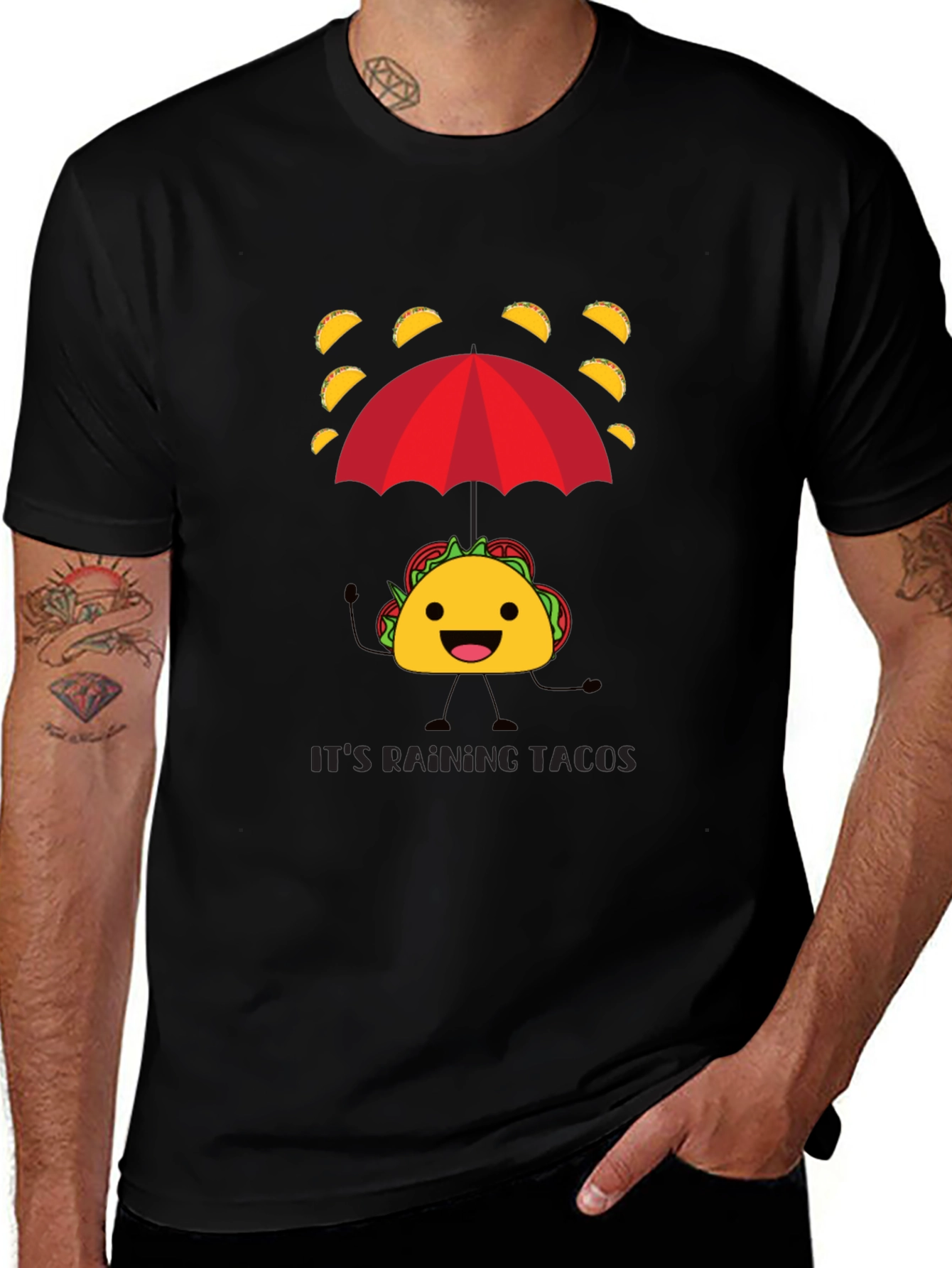 Variant 25 of It's Raining Tacos Men's Black Graphic T-Shirt