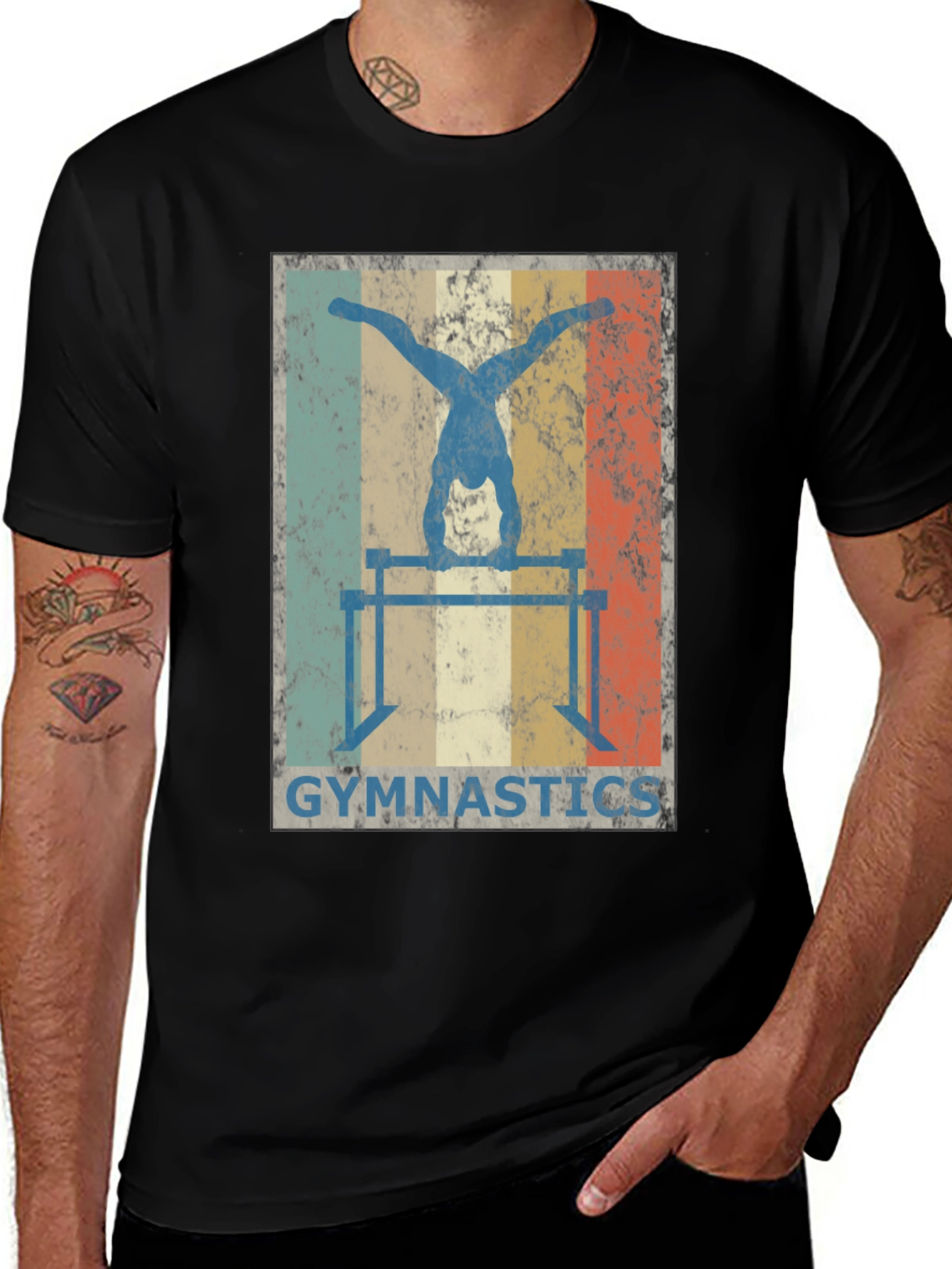 Variant 11 of Vintage Gymnastics Graphic Tee - Black