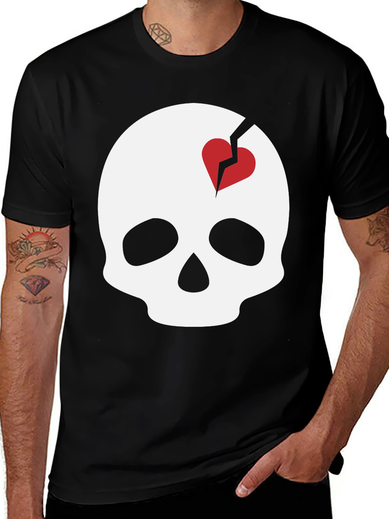 Variant 11 of Skull With Broken Heart Graphic T-Shirt