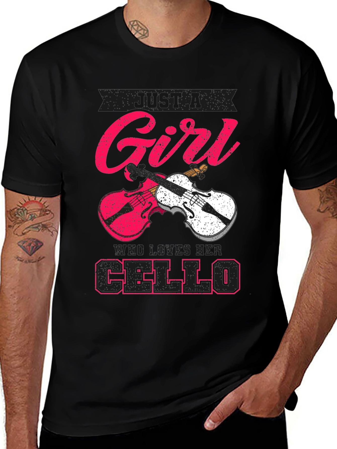 Variant 19 of Girl Who Loves Her Cello Black T-Shirt