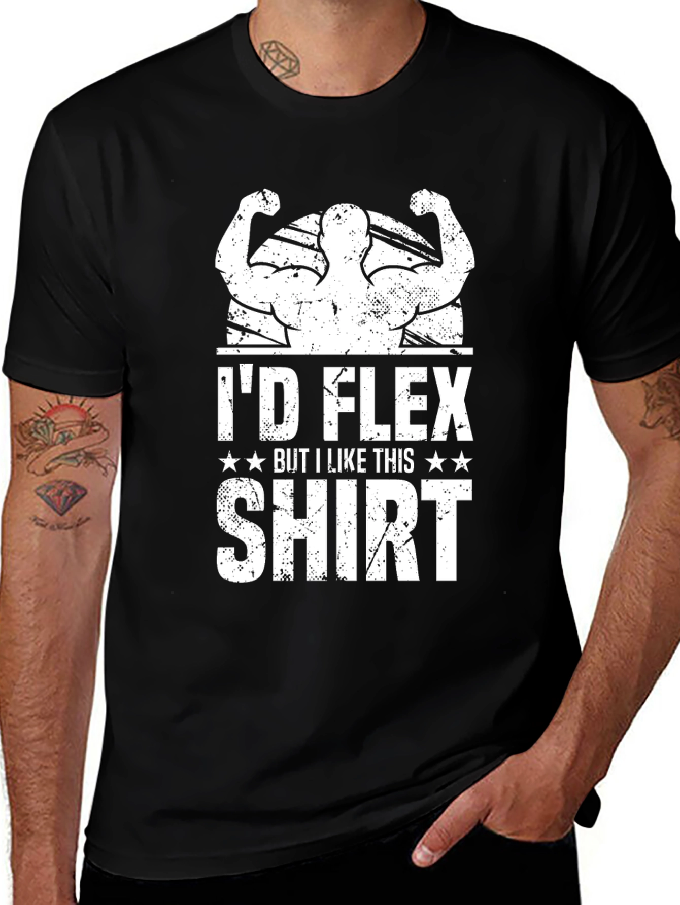 Black I'd Flex But I Like This Shirt Graphic Tee main image