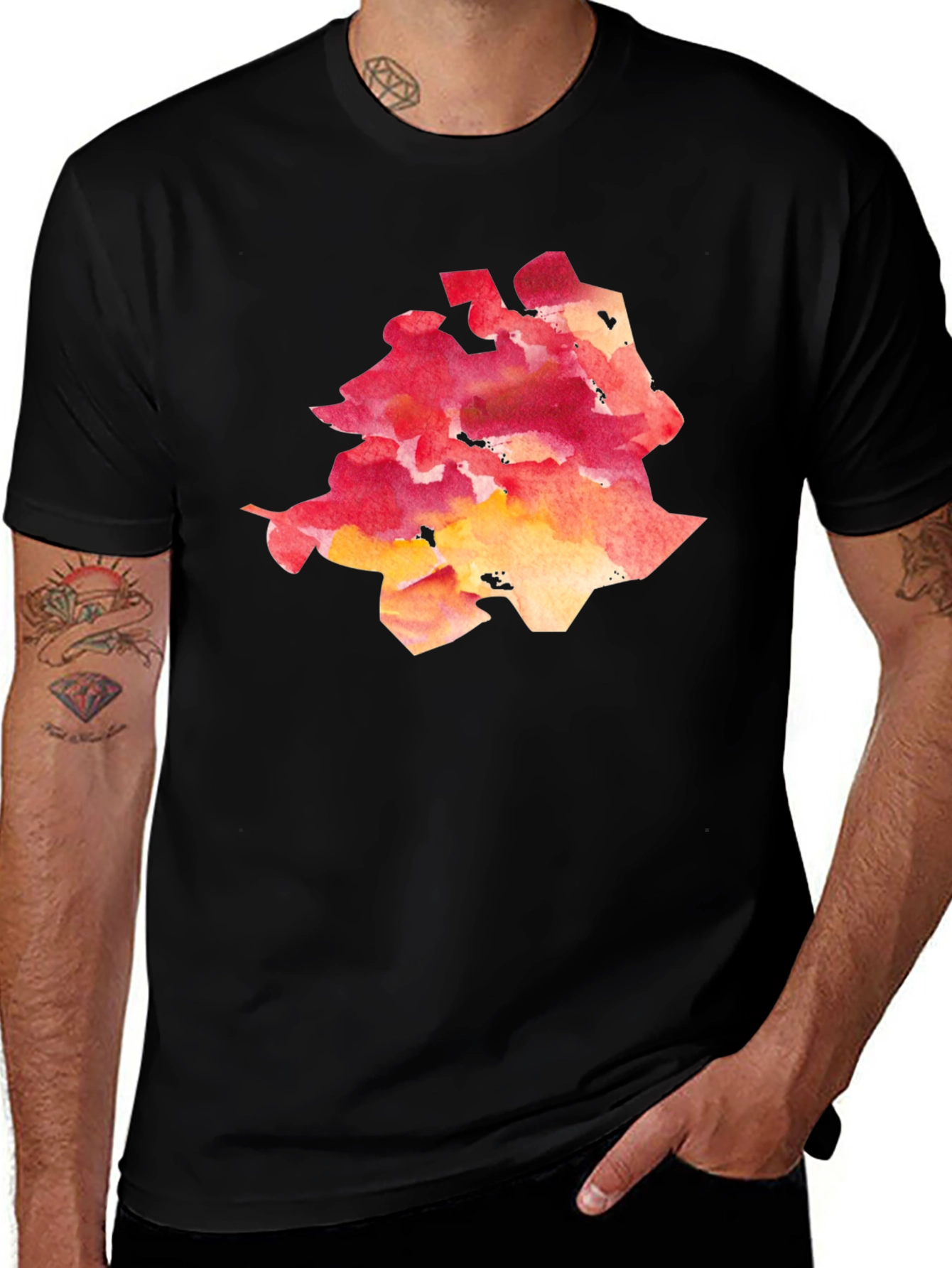 Variant 26 of Watercolor Abstract Design Black T-Shirt