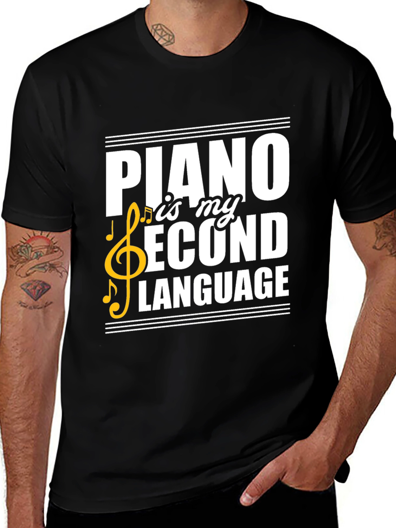 Variant 29 of Piano Is My Second Language Black T-Shirt