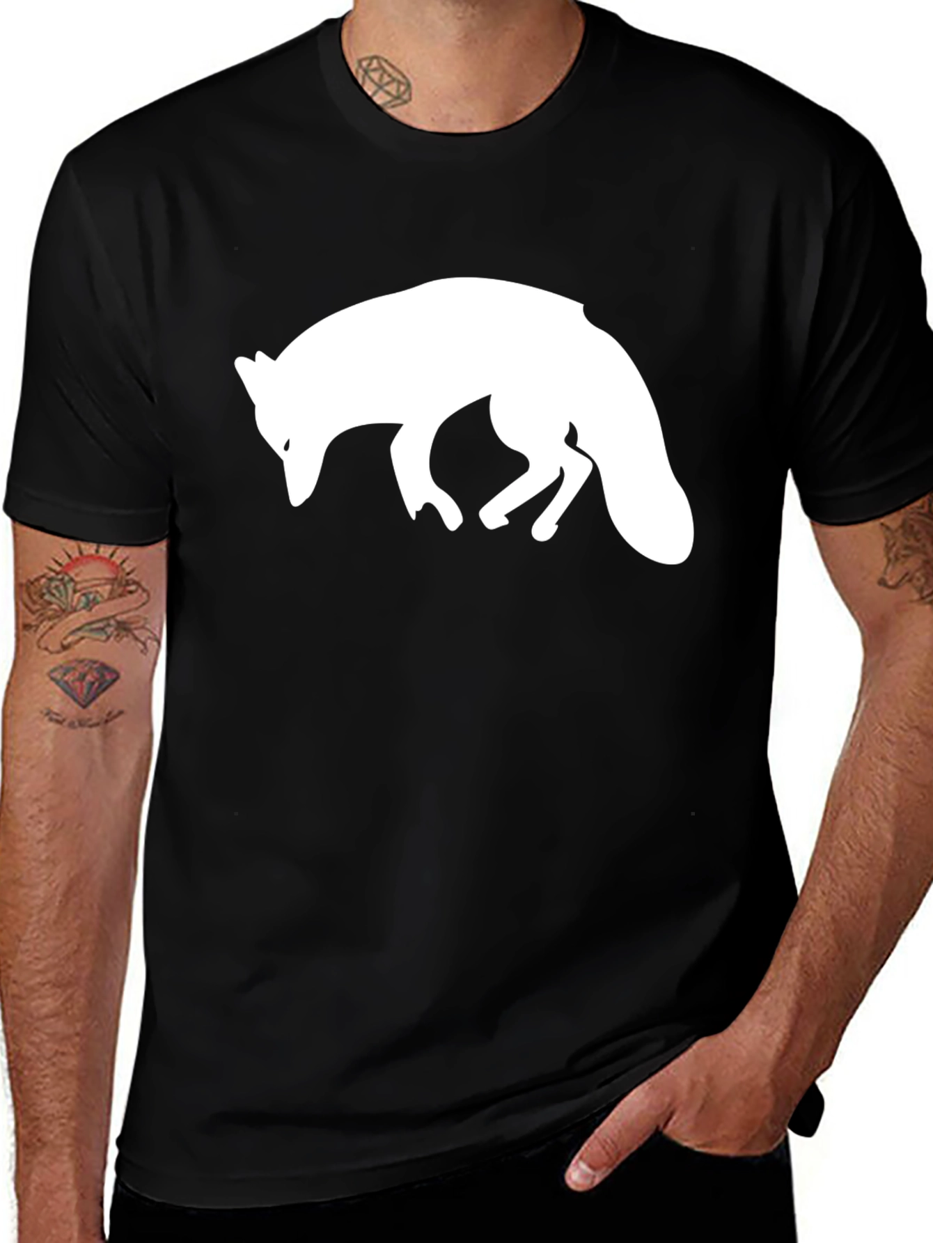Variant 21 of Fox Graphic Black T-Shirt - Animal Lover Tee