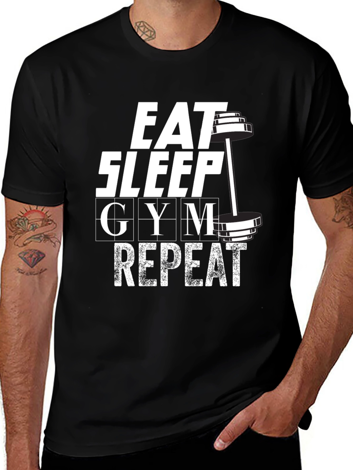 Black Eat Sleep Gym Repeat Graphic T-Shirt - Black main image