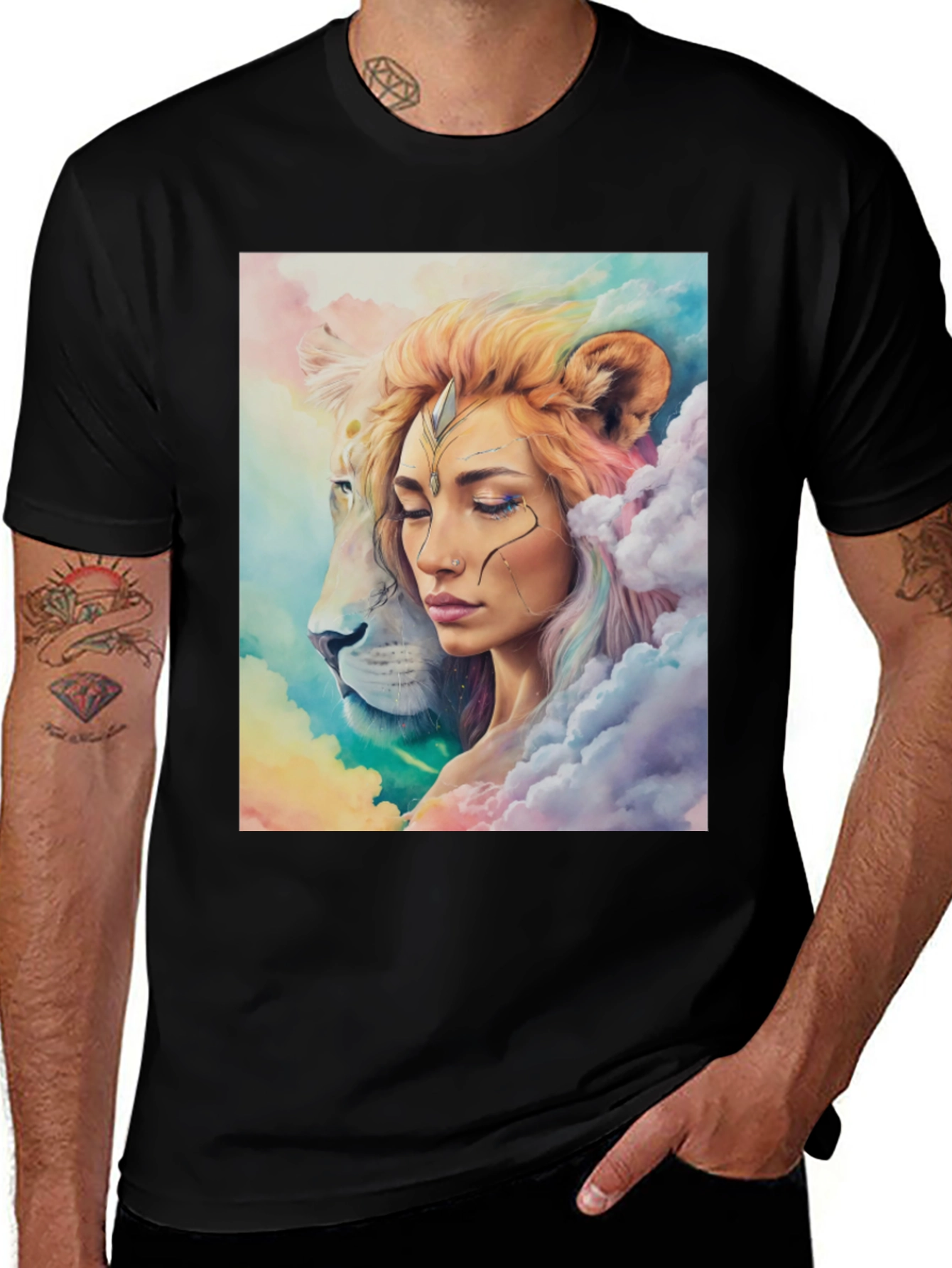 Variant 21 of Lion Woman Graphic T-Shirt - Artistic Design