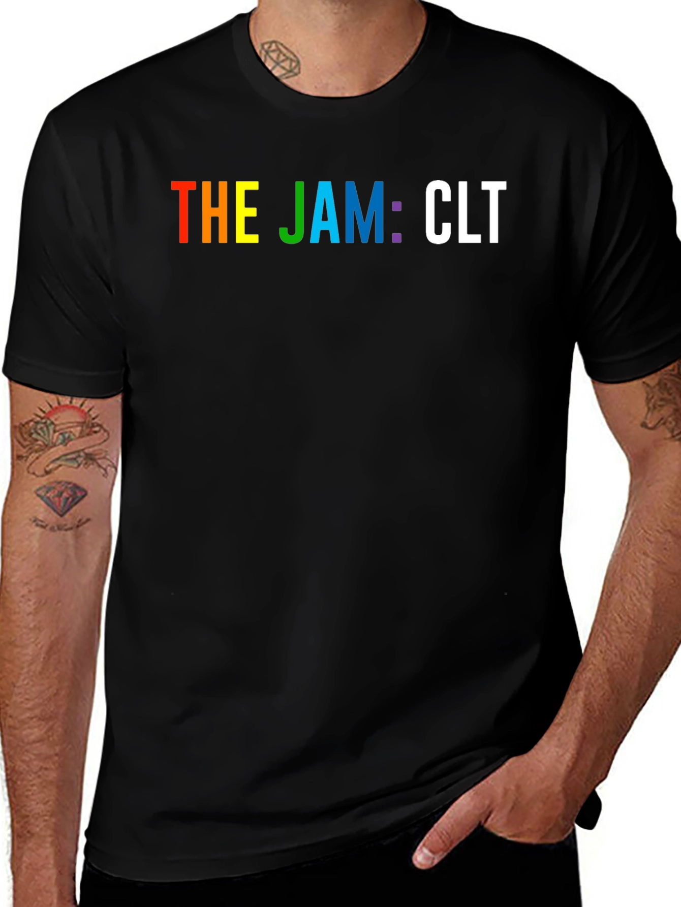 Variant 12 of The Jam: CLT Rainbow Text Black T-Shirt